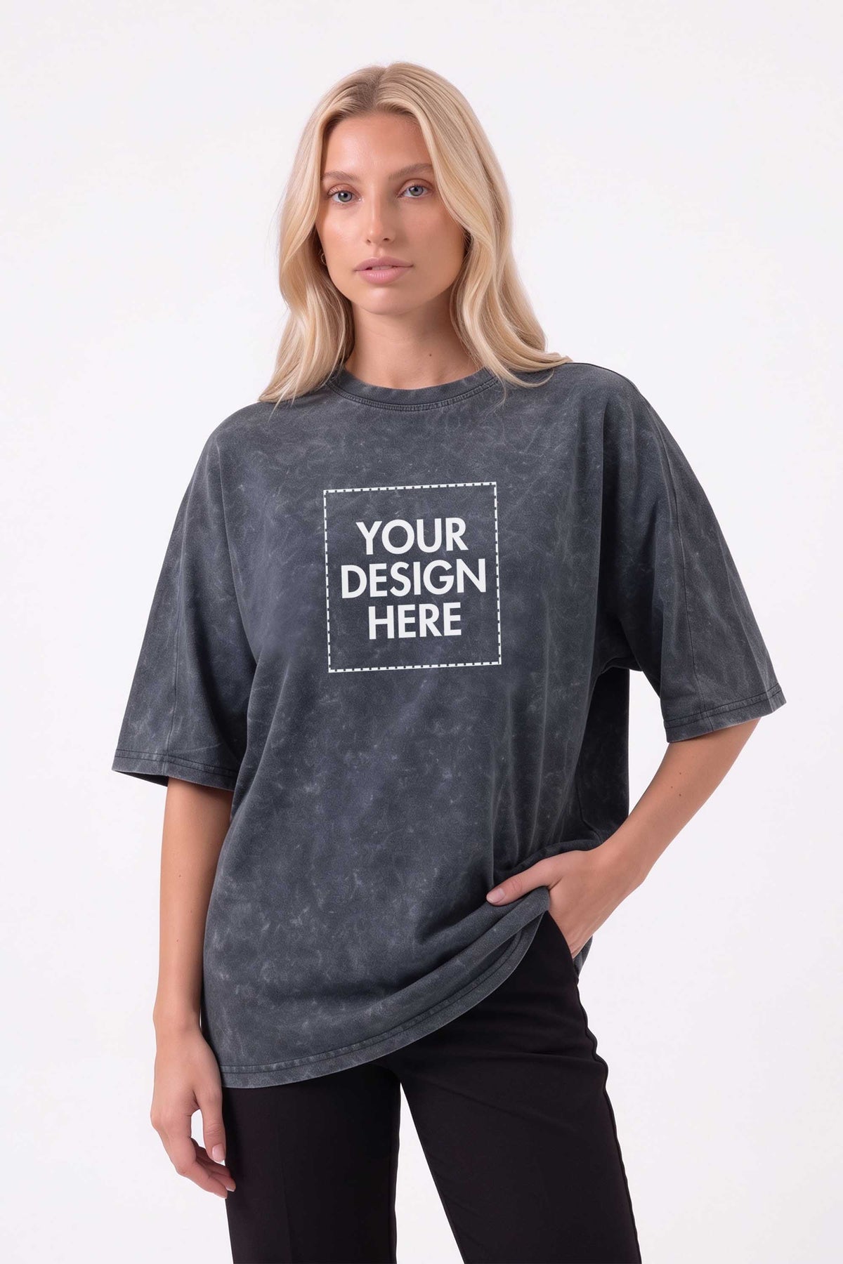 180 GSM Acid-Wash Oversized Custom Printed T-shirt