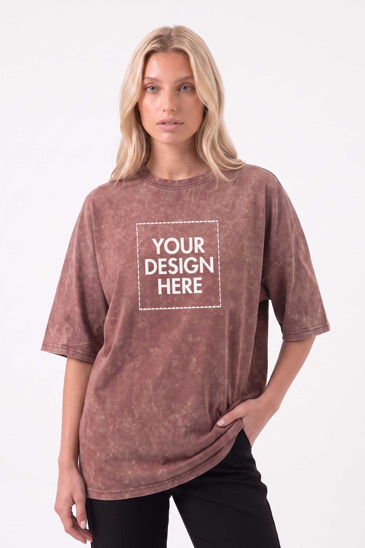 180 GSM Acid-Wash Oversized Custom Printed T-shirt