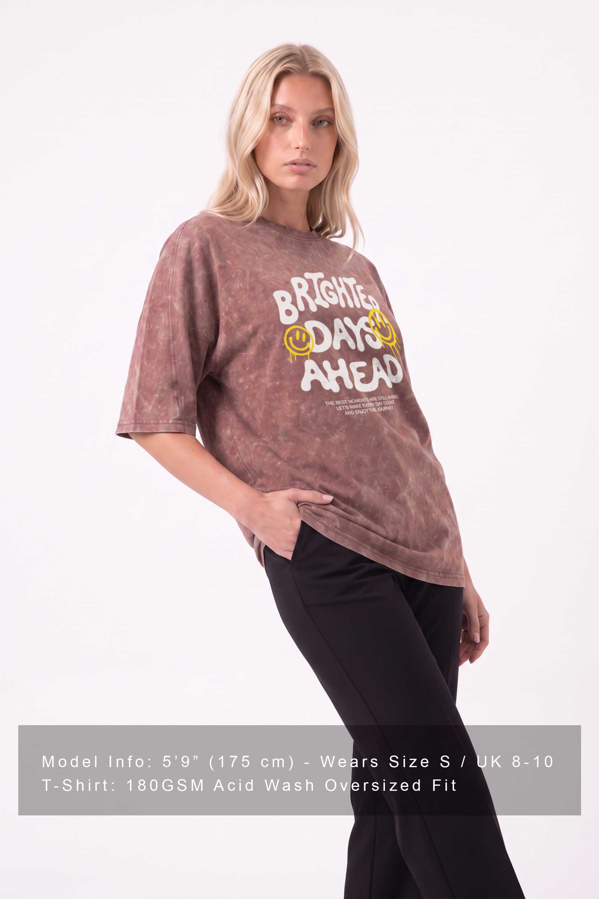 Core Combed 180 GSM Acid-Wash Oversized T-shirt in Brighter Days Print
