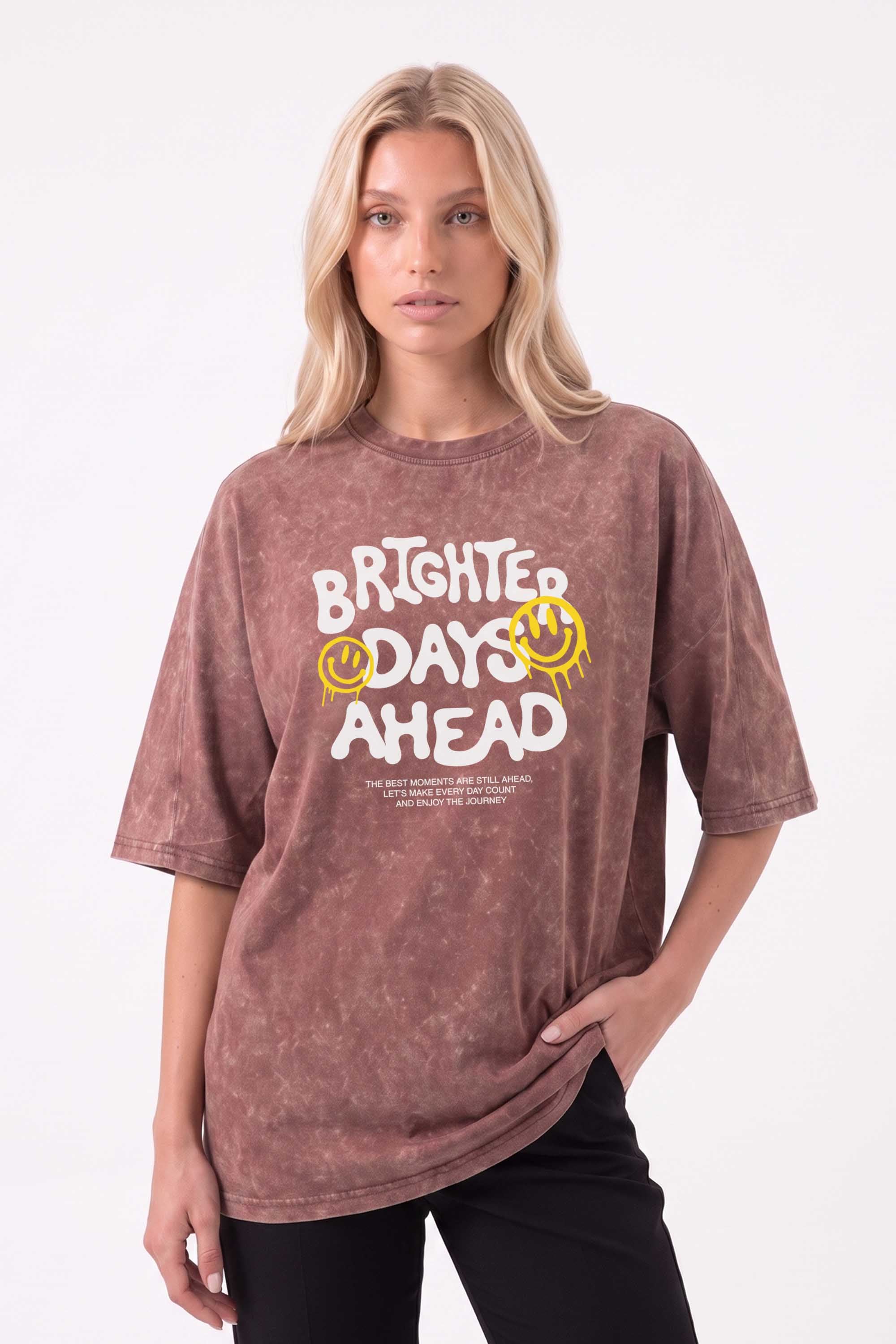 Core Combed 180 GSM Acid-Wash Oversized T-shirt in Brighter Days Print