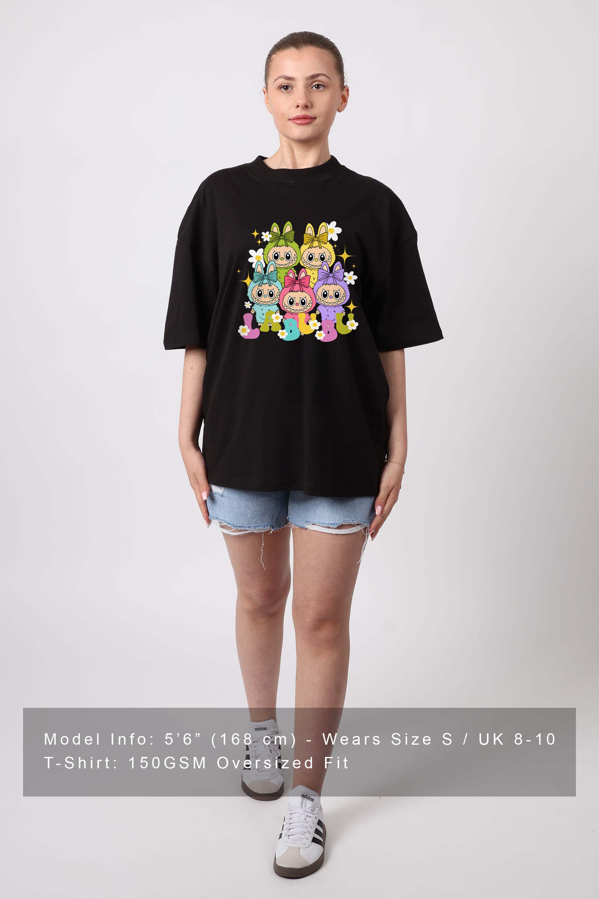 150GSM Oversized T-Shirt in Labubu Daisy Squad Print