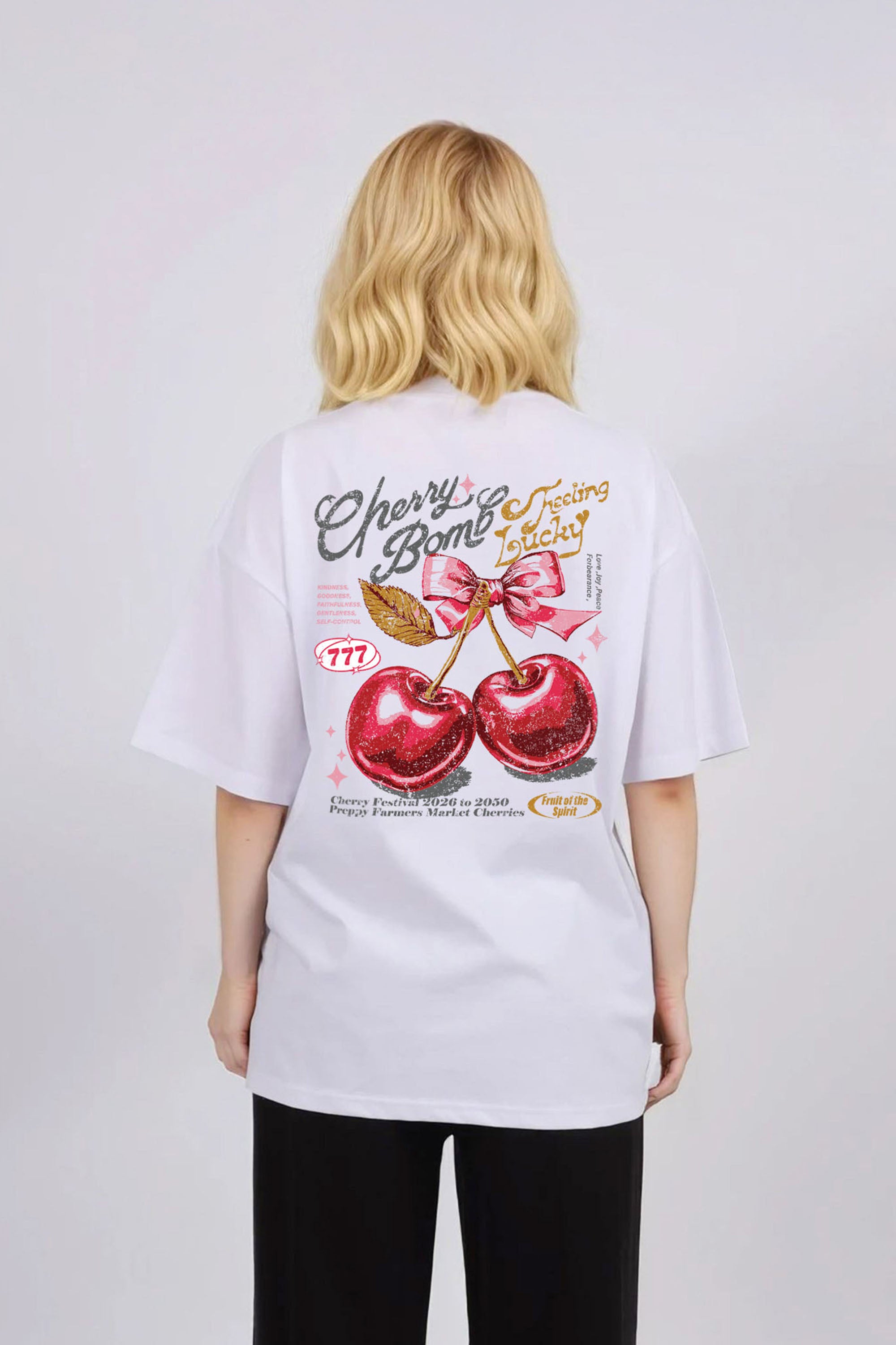 Oversized T-Shirt In Cherry Bomb Print (Custom Pack)