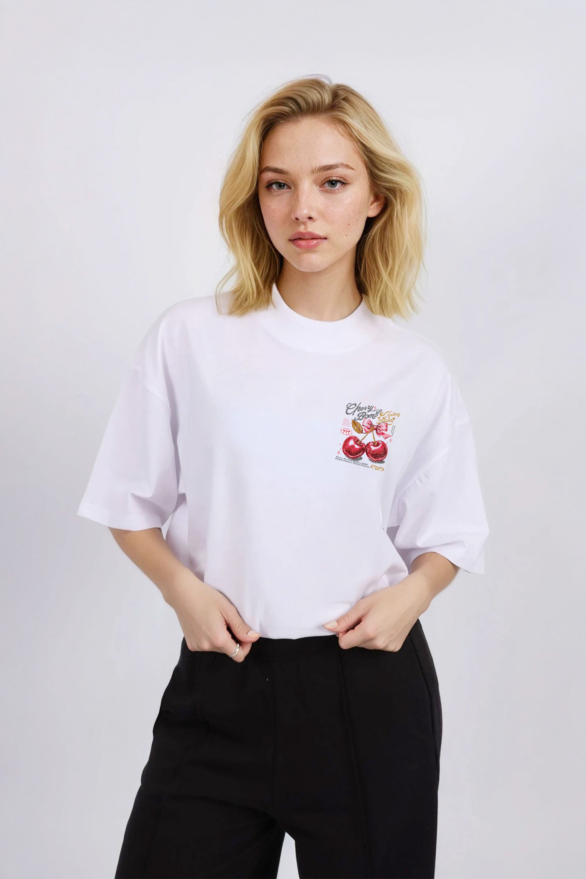 Oversized T-Shirt In Cherry Bomb Print (Custom Pack)