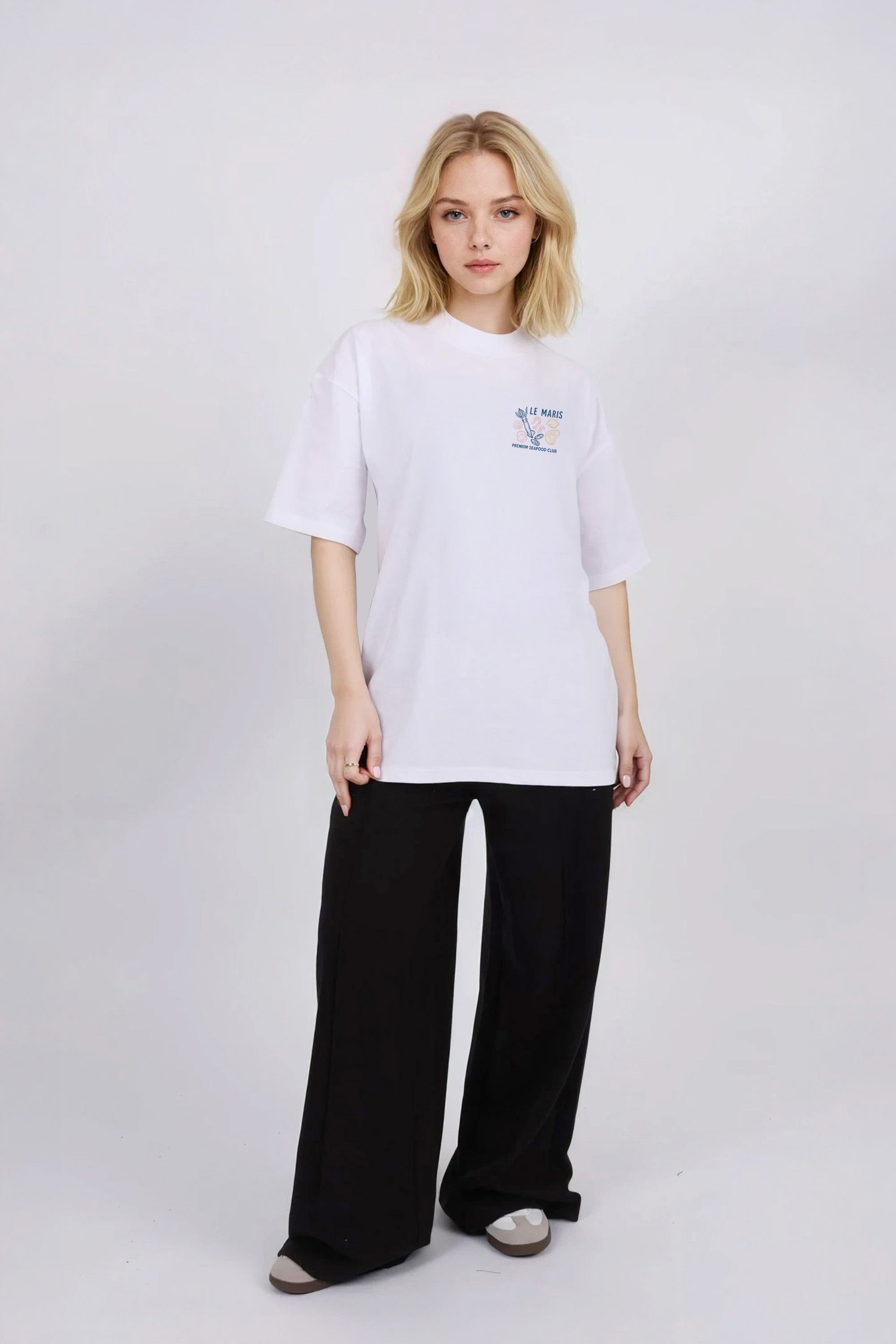 Oversized T-Shirt In Le Maris Seafood Print (Custom Pack)