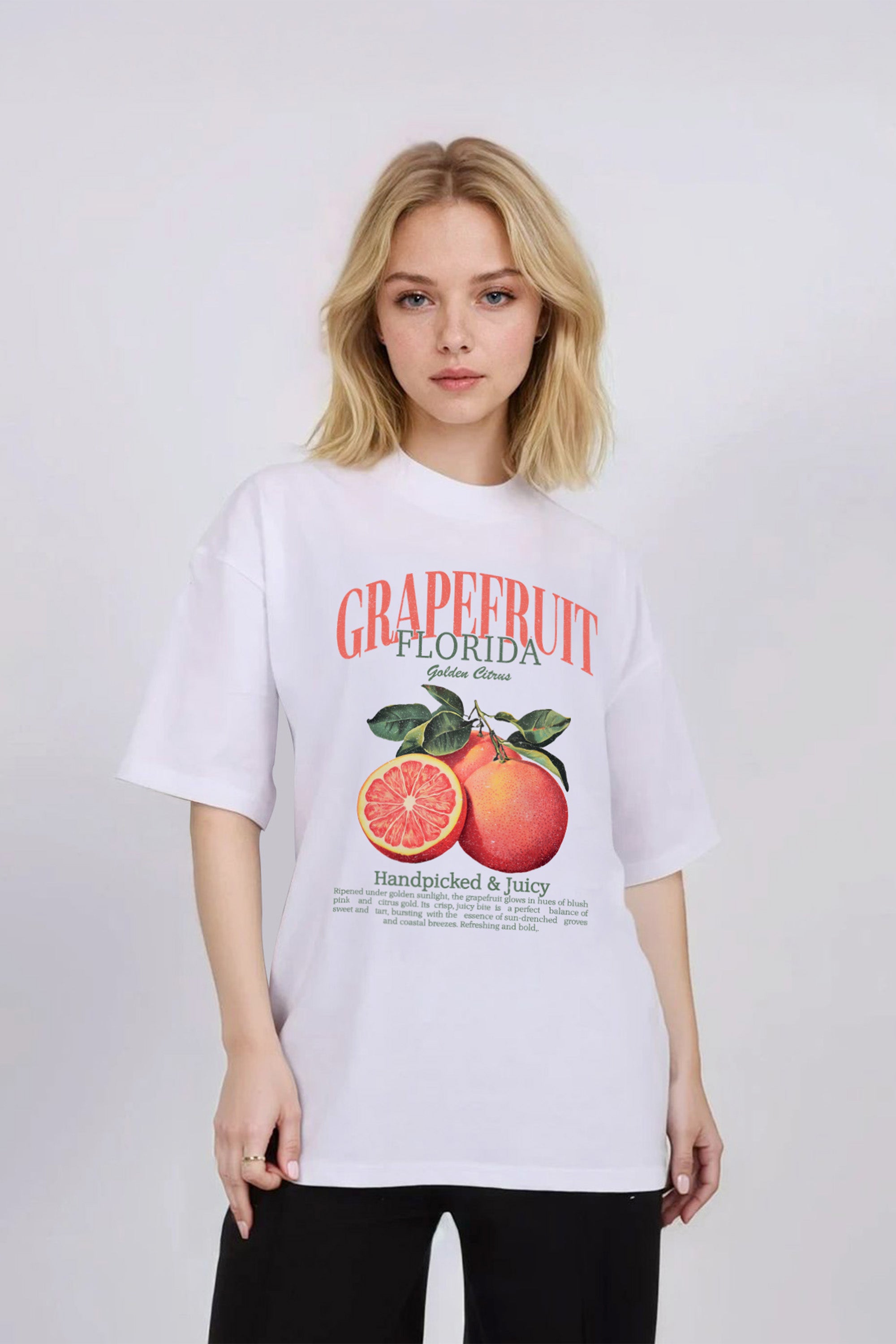 Oversized T-Shirt In Grapefruit Florida Print (Custom Pack)