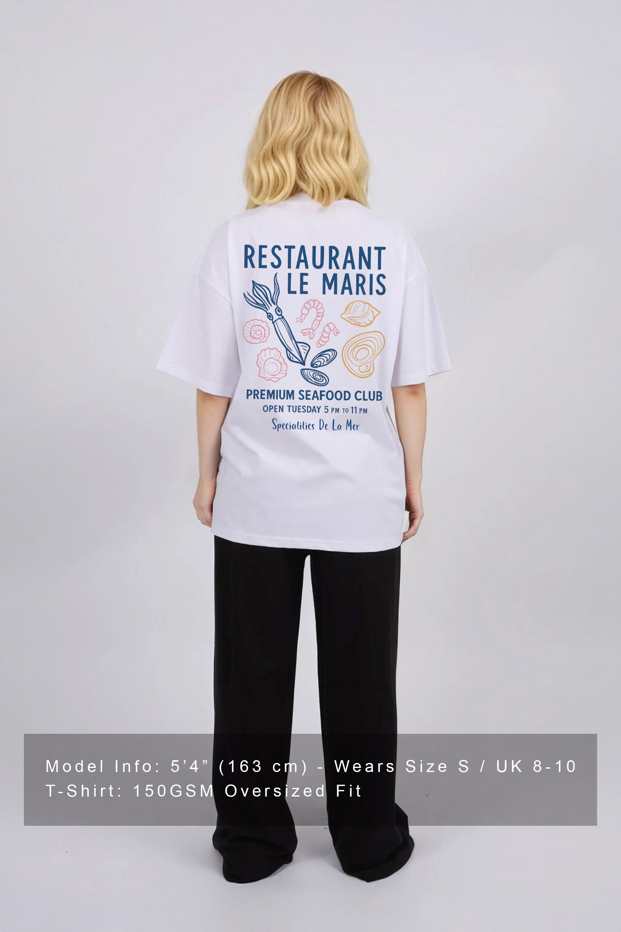 Oversized T-Shirt In Le Maris Seafood Print (Custom Pack)