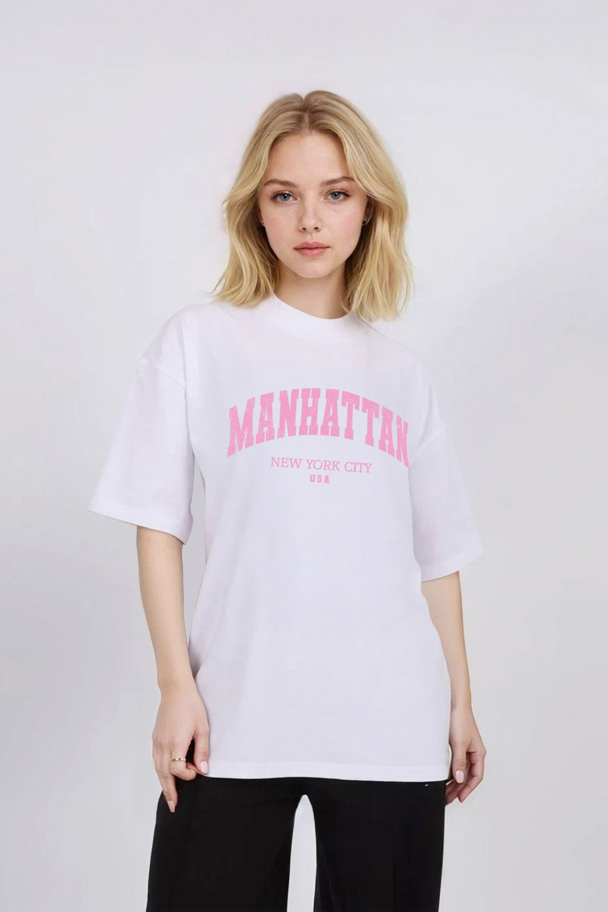 Oversized T-Shirt In Manhattan NYC Print (Custom Pack)