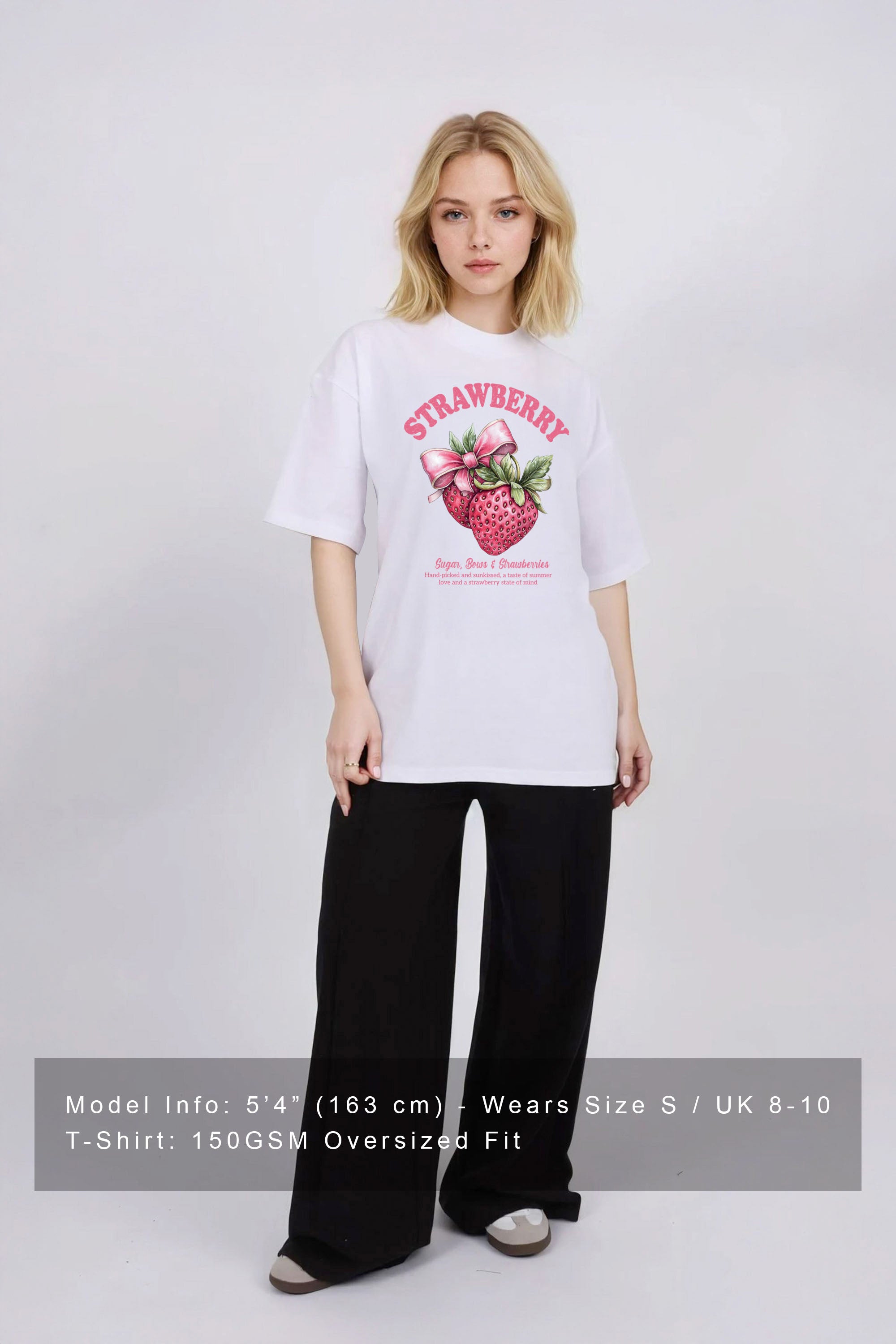 Oversized T-Shirt In Strawberries Bow Print (Custom Pack)