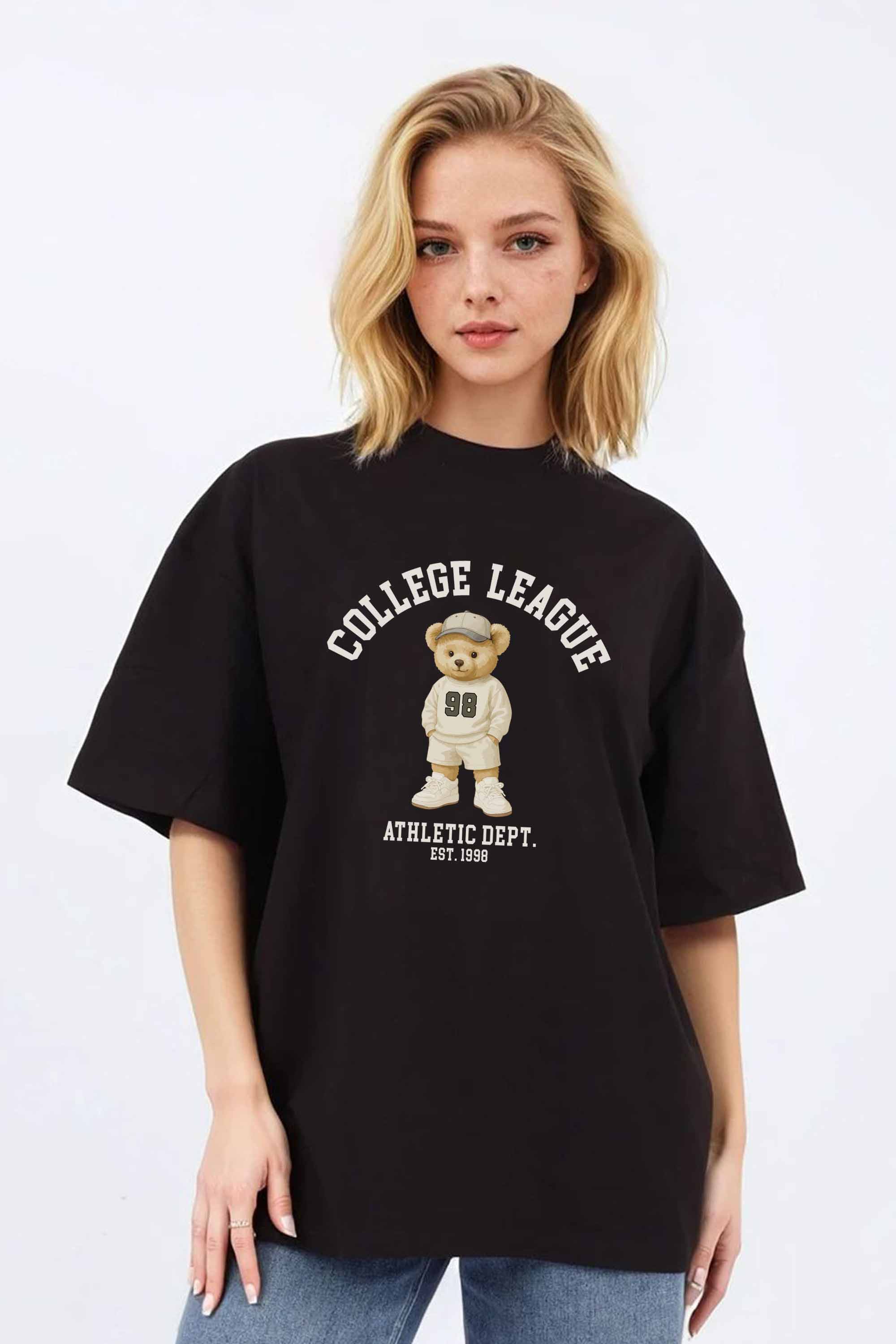 220GSM Oversized T-Shirt in College League Teddy Athletic Print