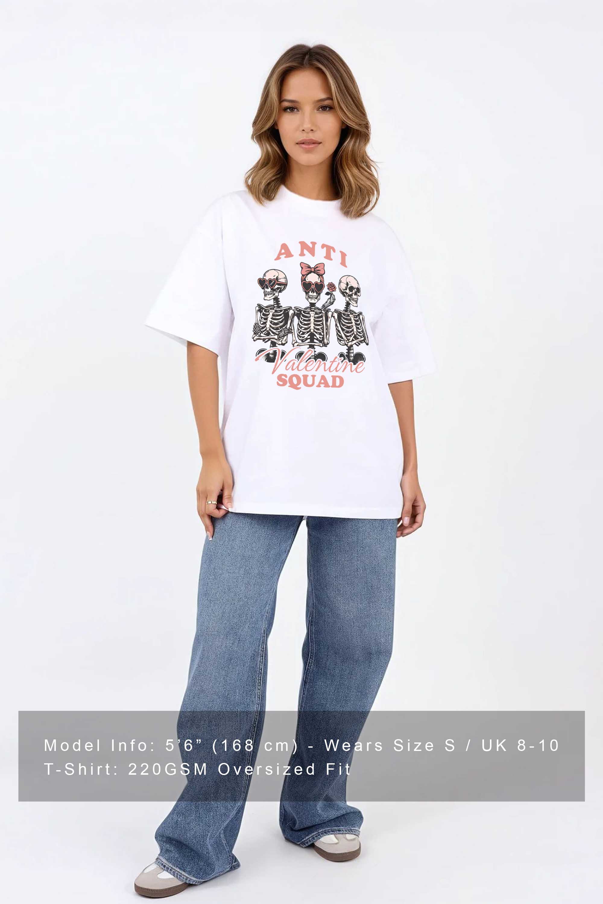 220GSM Oversized T-Shirt in Anti Valentine Squad Graphic Print
