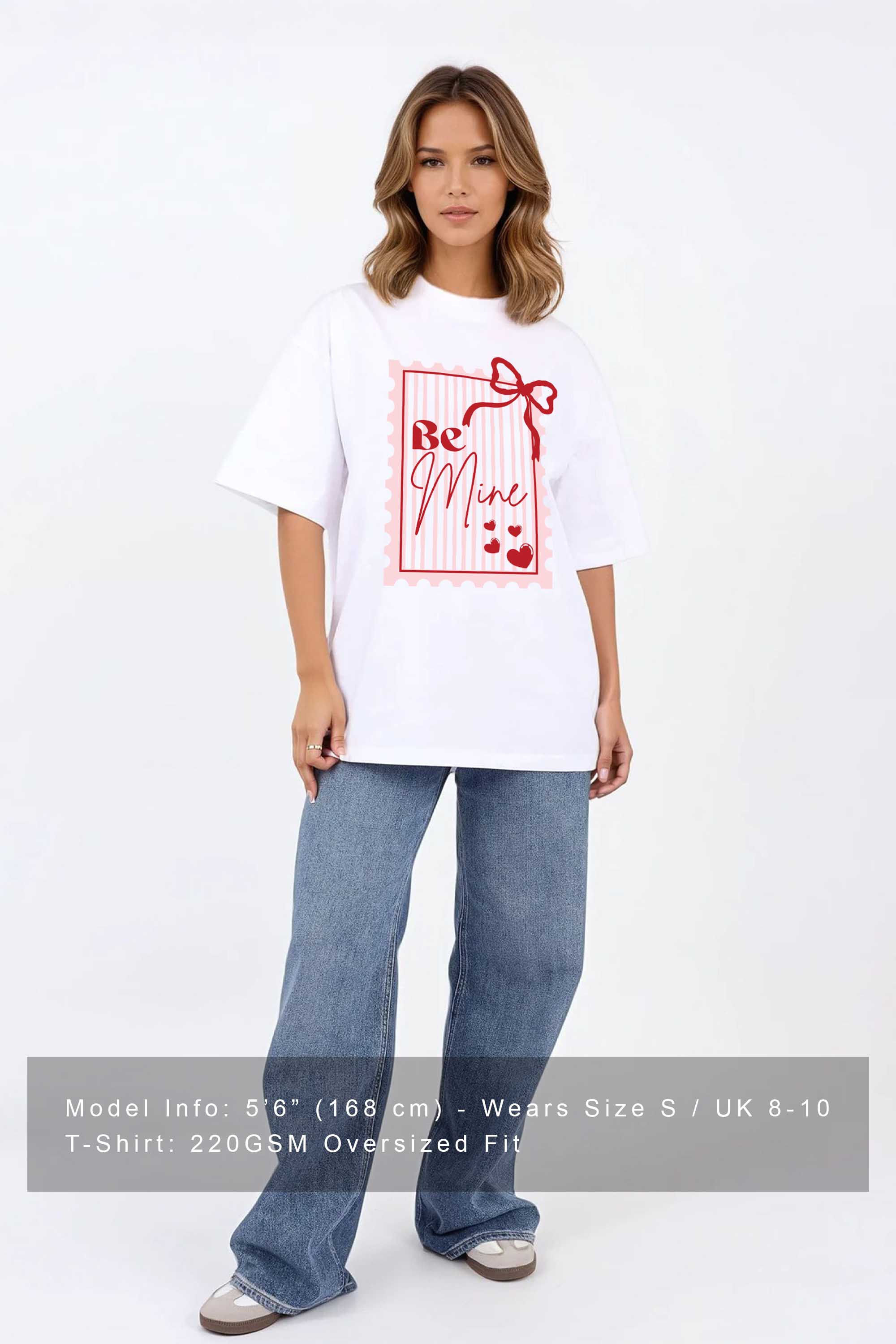 220GSM Oversized T-Shirt in Be Mine Valentine Print