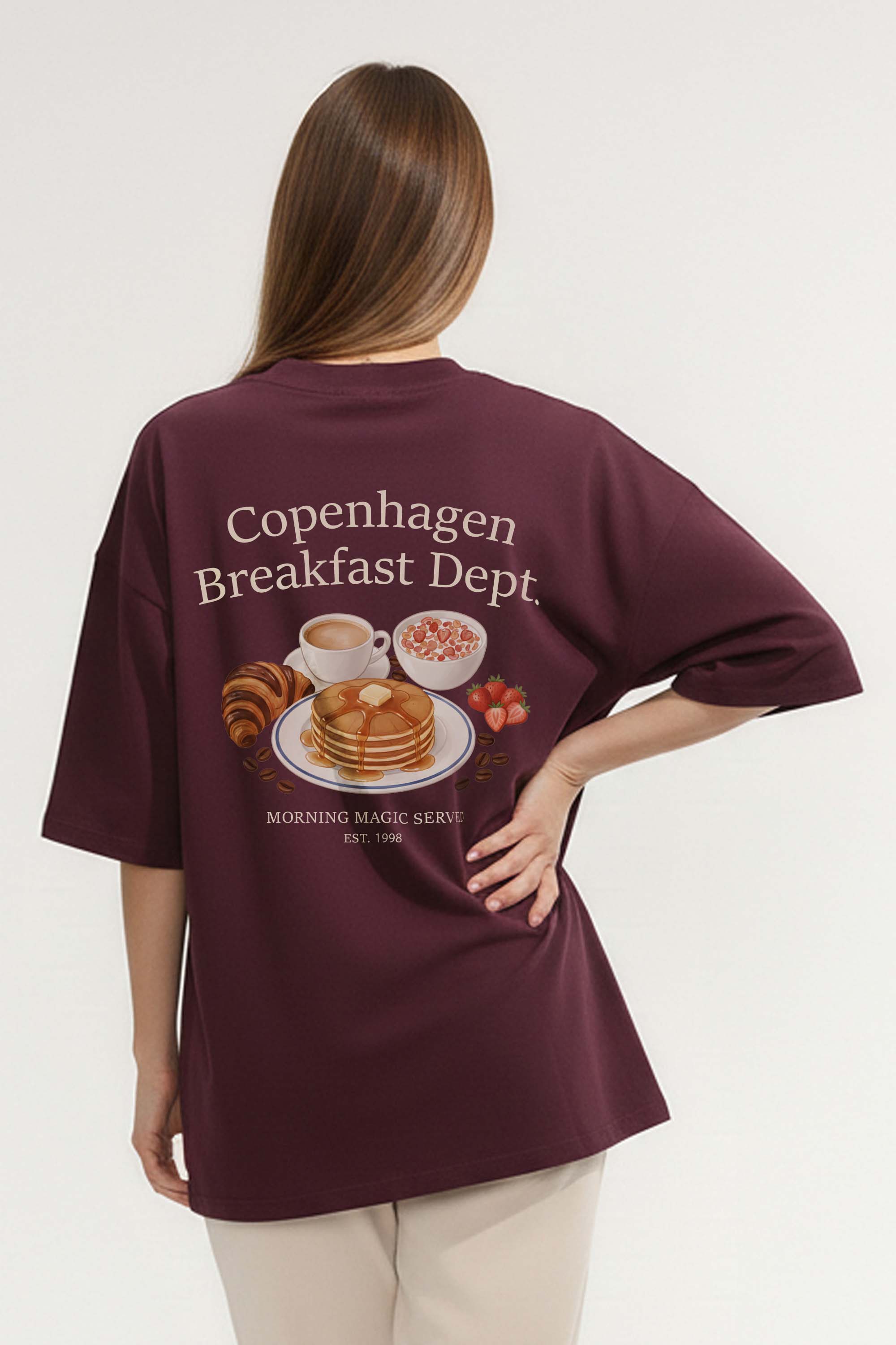 220GSM Oversized T-Shirt in Copenhagen Breakfast Dept Print