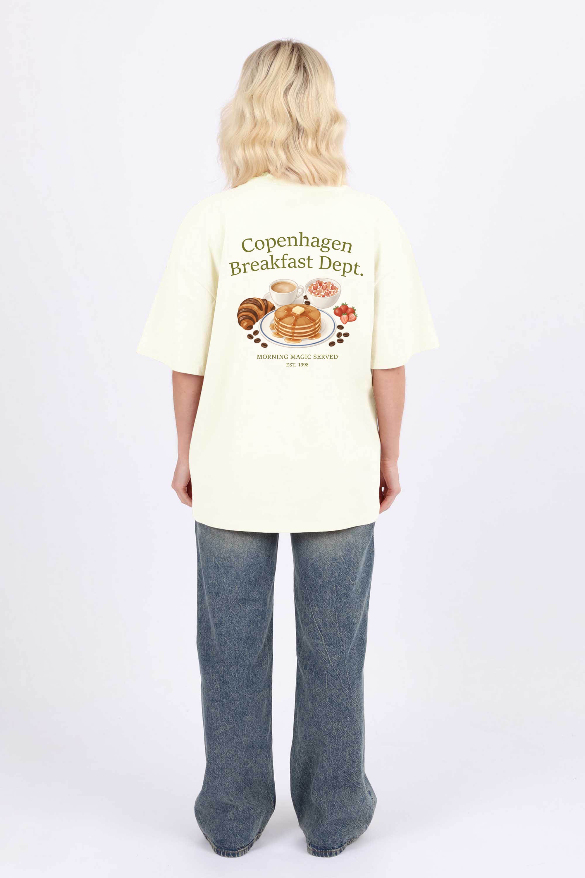 220GSM Oversized T-Shirt in Copenhagen Breakfast Dept Print