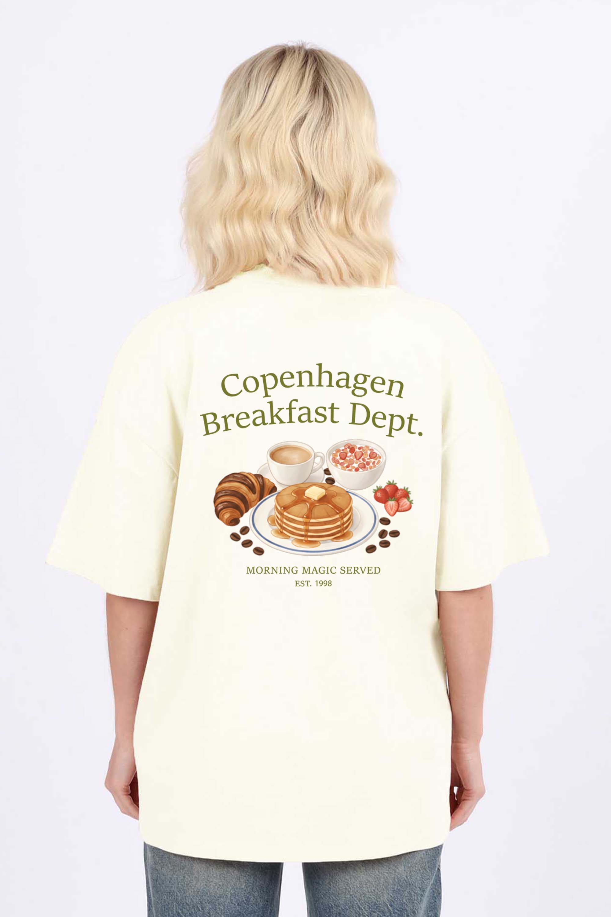 220GSM Oversized T-Shirt in Copenhagen Breakfast Dept Print