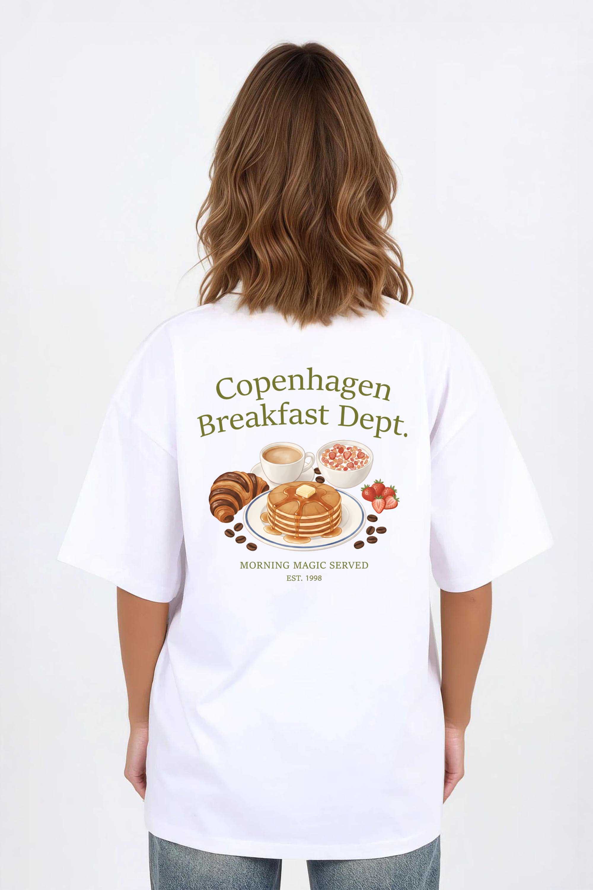 220GSM Oversized T-Shirt in Copenhagen Breakfast Dept Print