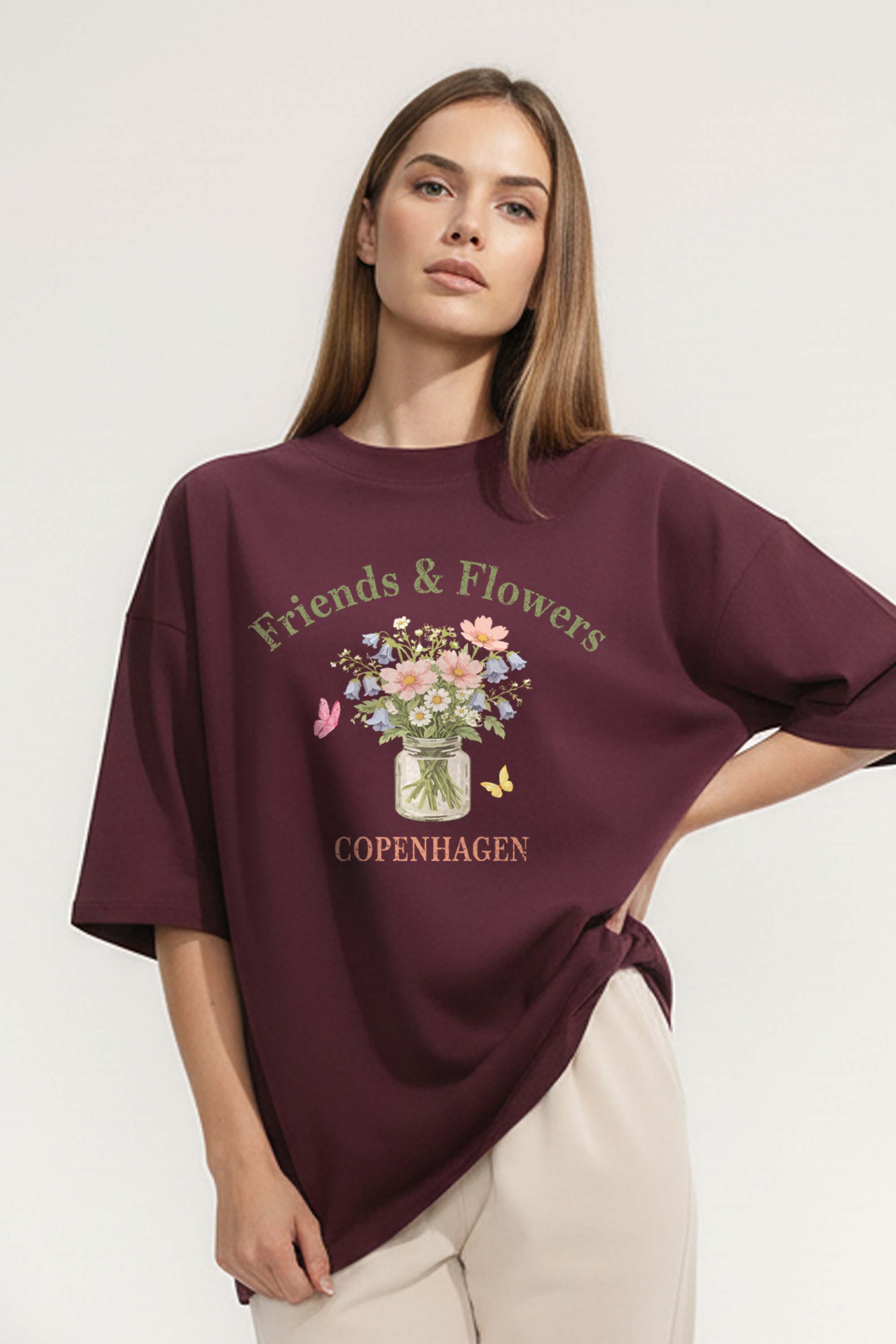 220GSM Oversized T-Shirt In Vintage Copenhagen Floral Print