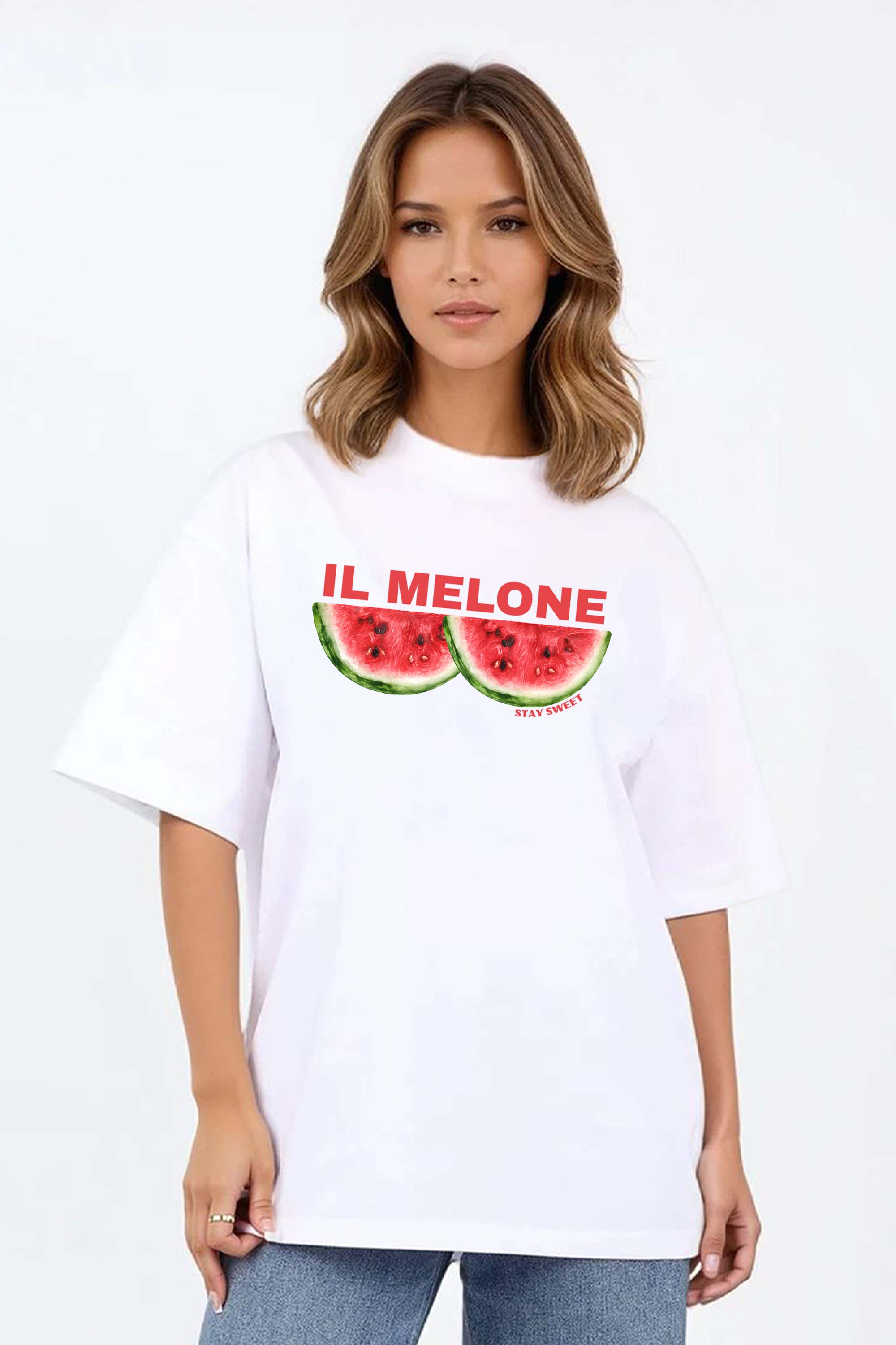 220GSM Oversized T-shirt in IL Melone Watermelon Print