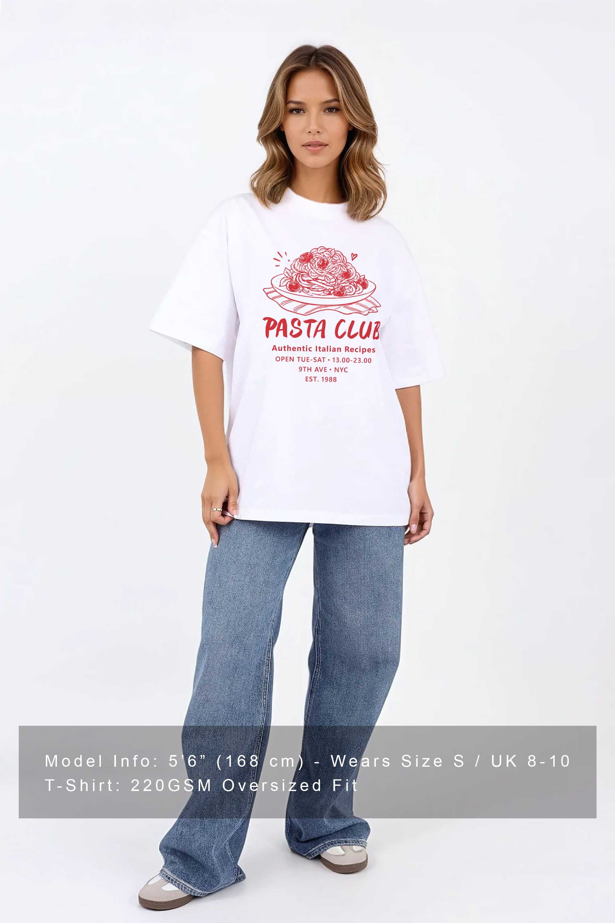 220GSM Oversized T-shirt in Pasta Club Print
