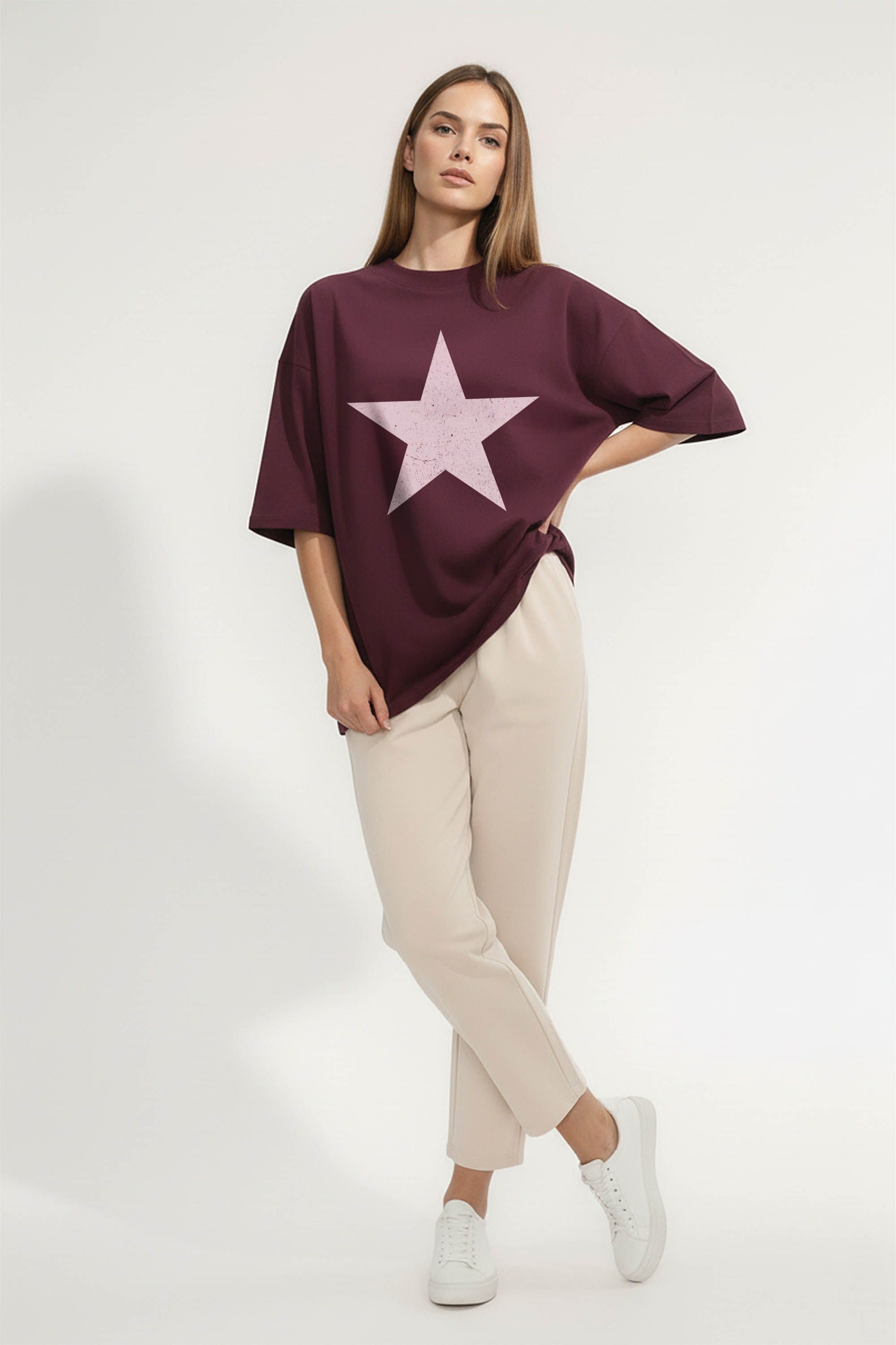 220GSM Oversized T-shirt in Distressed Star Print