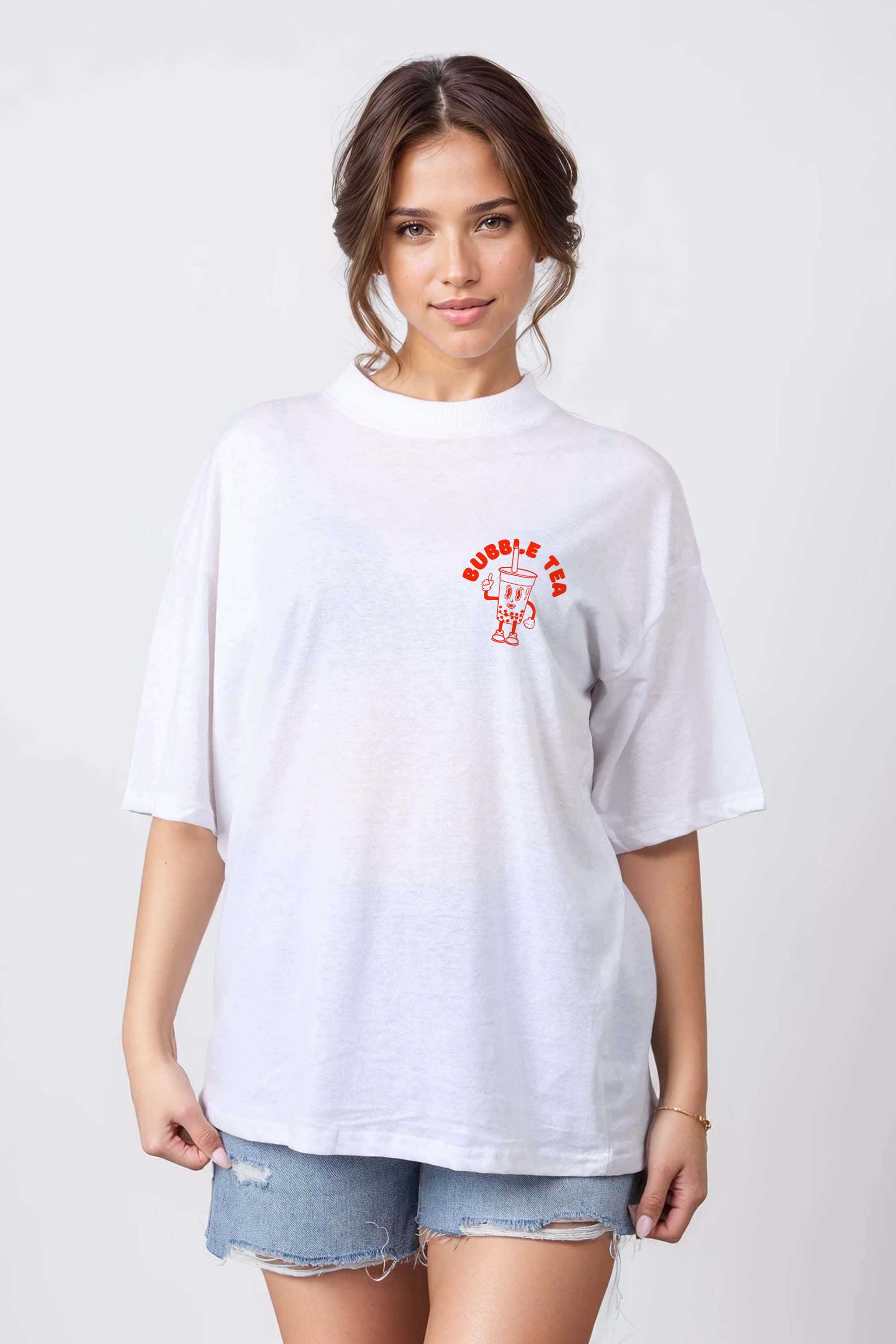 150GSM Oversized T-Shirt in Bubble Tea Print