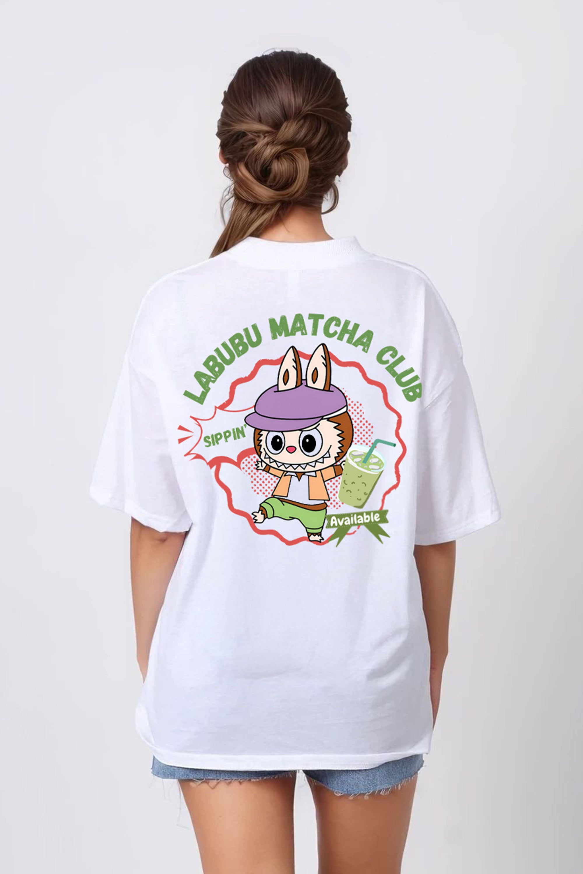 150GSM Oversized T-Shirt in Labubu Matcha Club Print