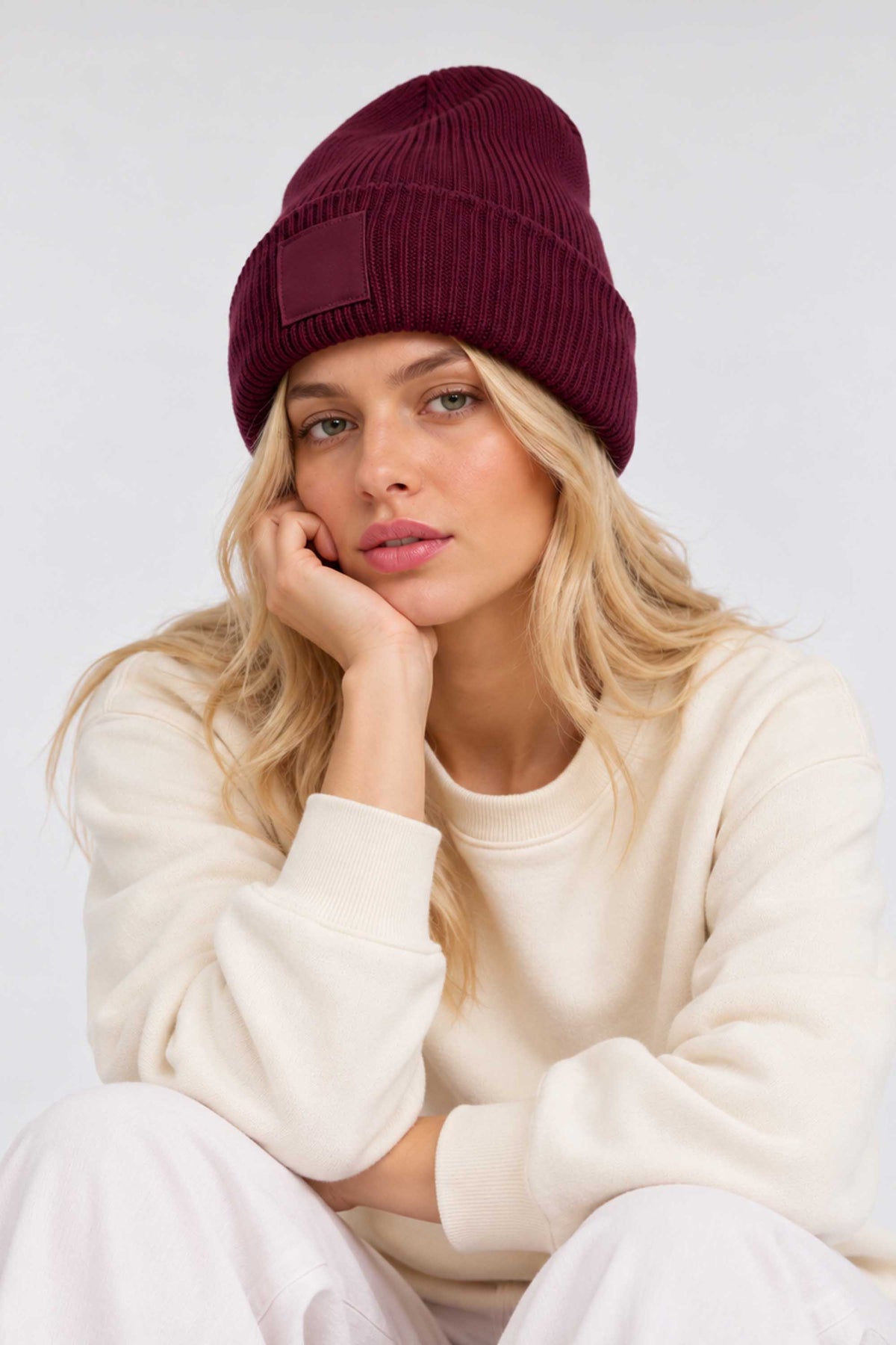 Deep-Cuffed Tonal Patch Beanie