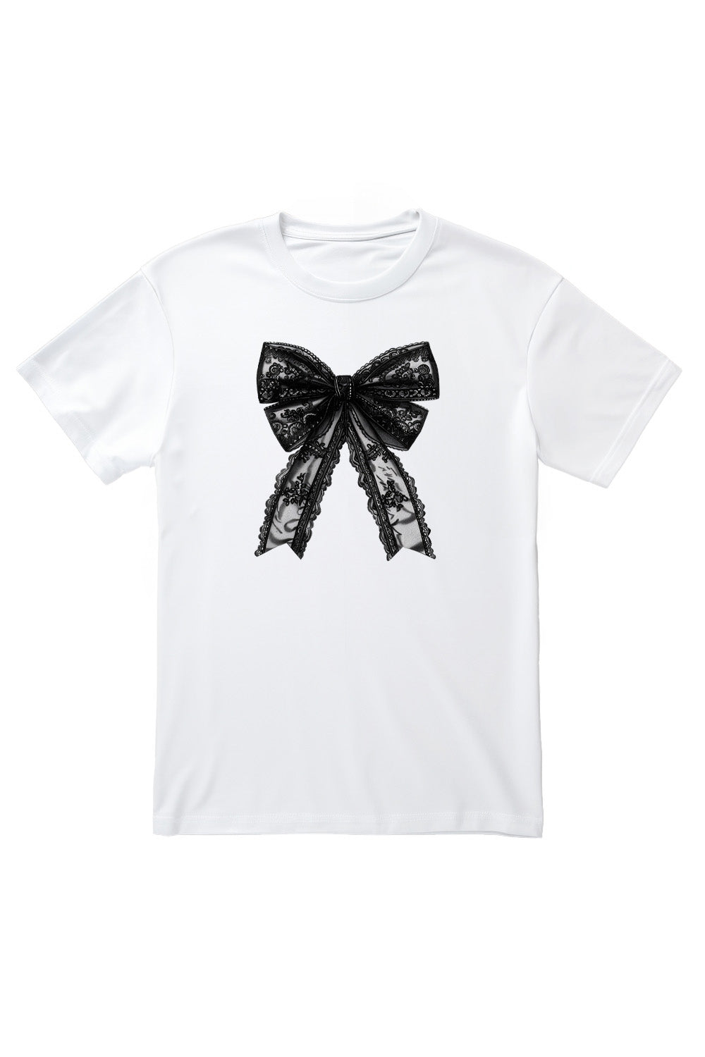 Black Lace Bow T-Shirt in White (Custom Packs)
