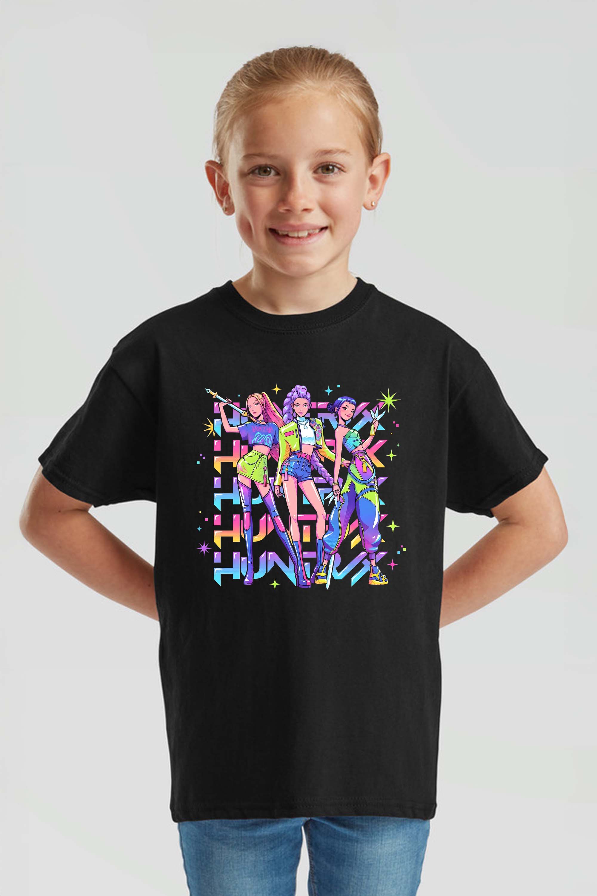 Kids K-Pop Style Girl Trio Graphic T-Shirt