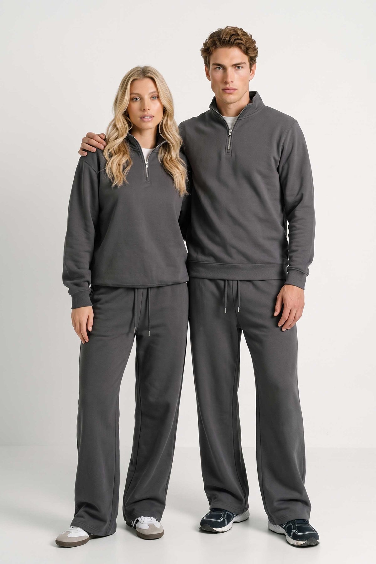 Unisex Core 280GSM Regular Fit 1/4 Zip Sweat with wide leg jogger