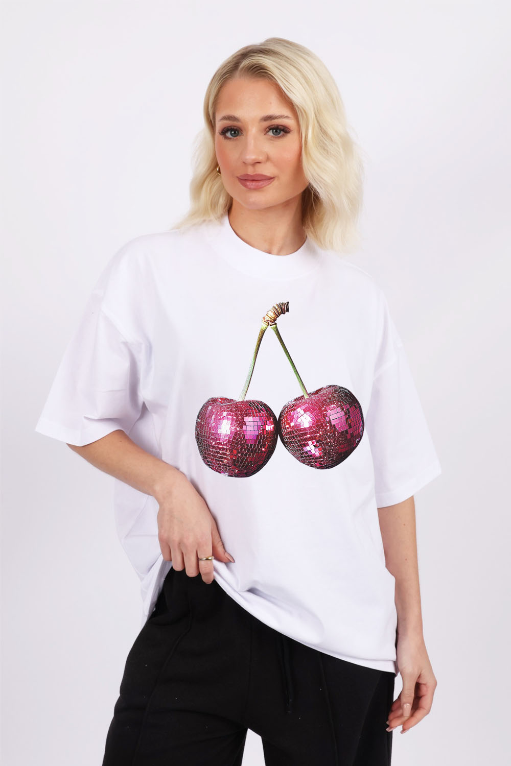 220GSM Oversize T-Shirt In Disco Cherry Print