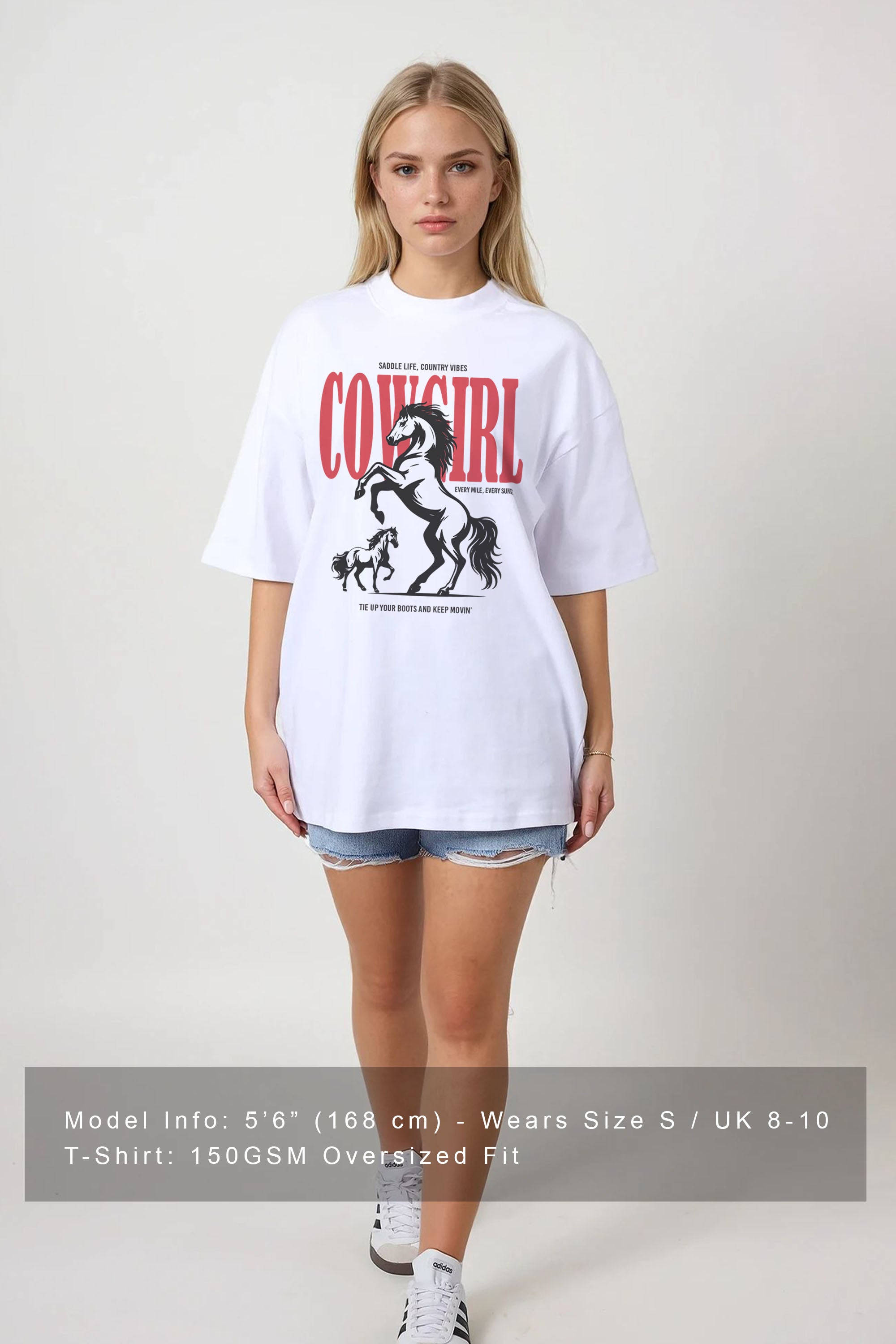 150GSM Oversized T-Shirt in Cowgirl Horse Print