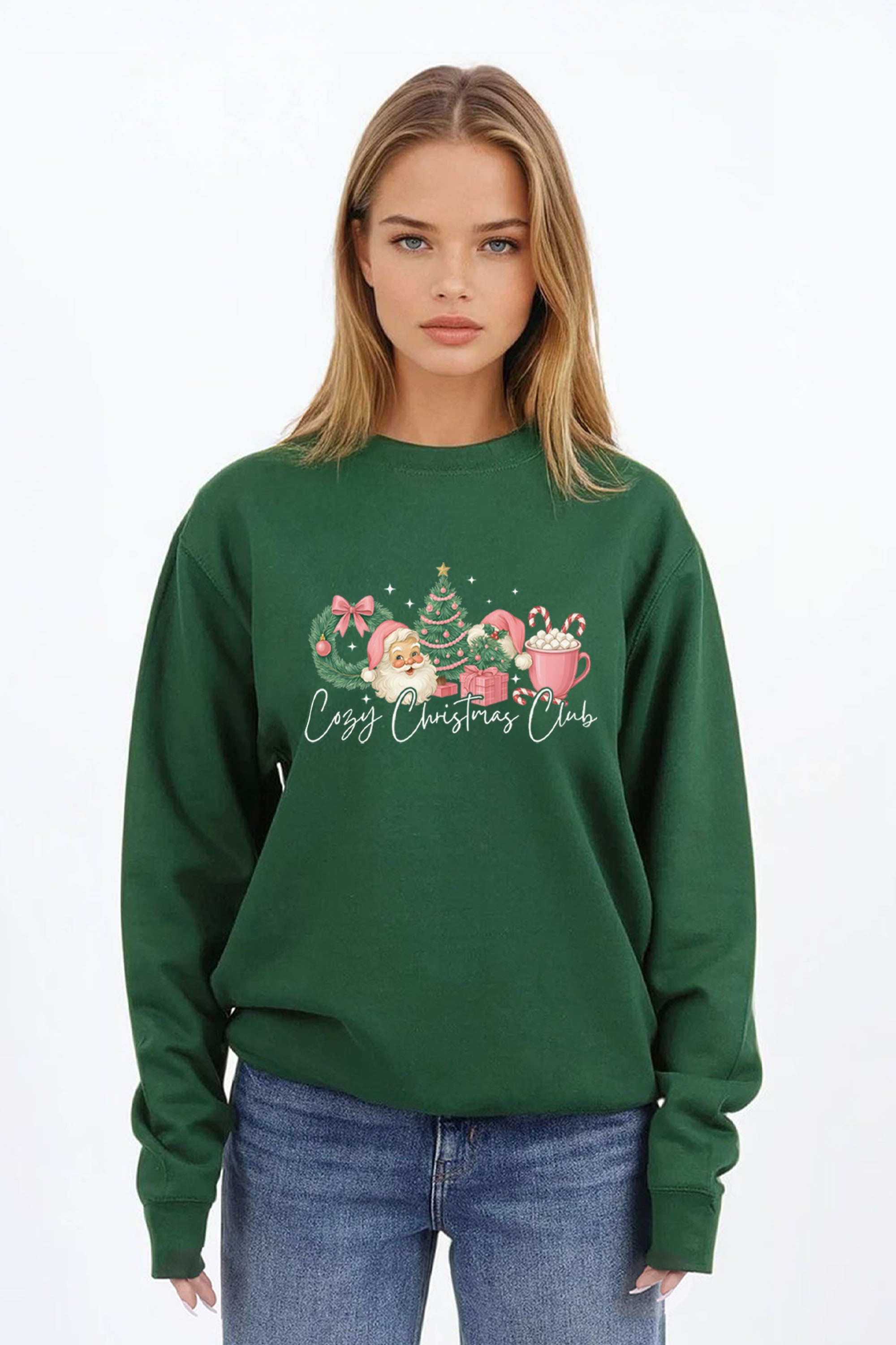 Cozy Christmas Club Printed Sweatshirt