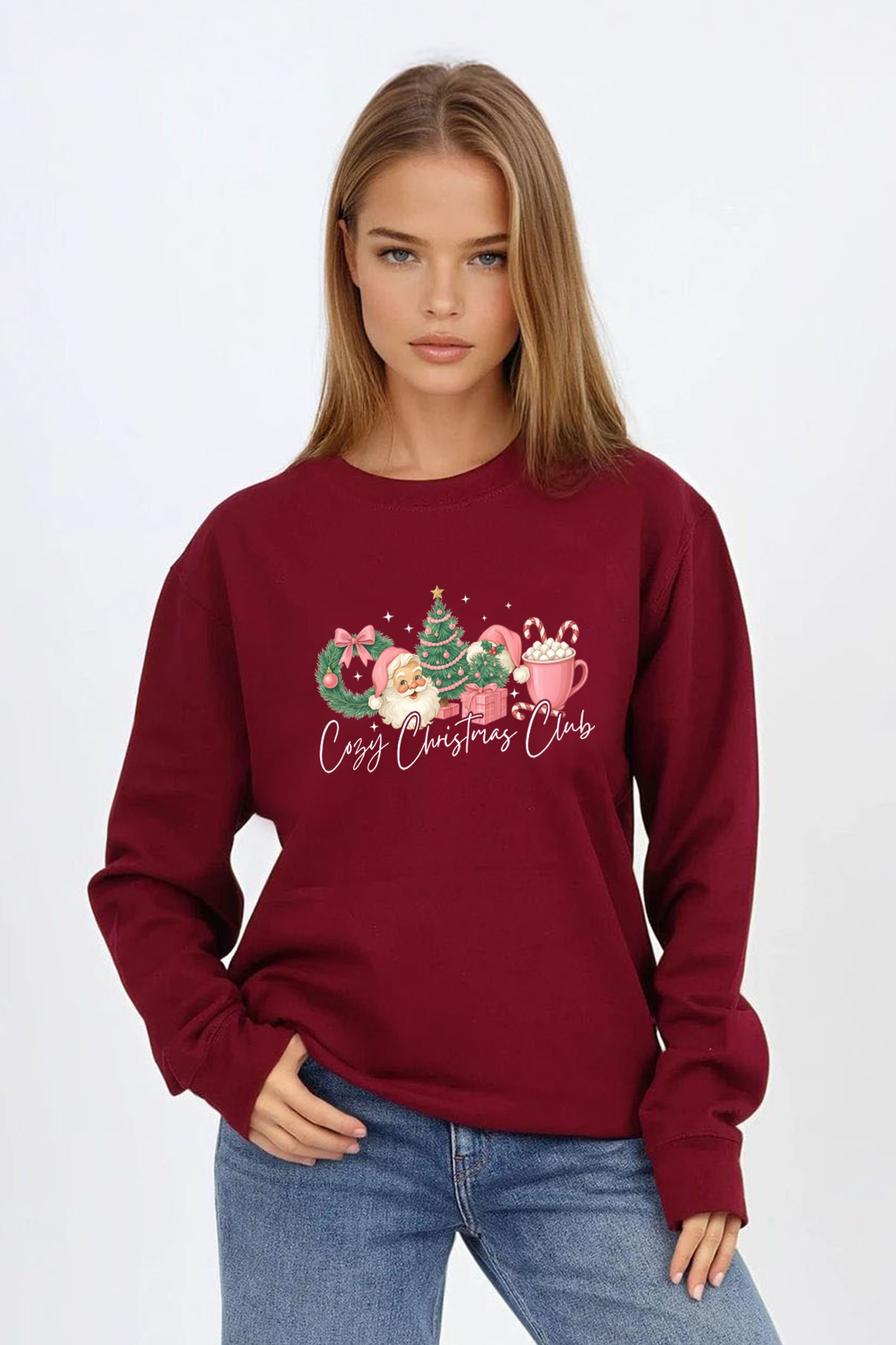 Cozy Christmas Club Printed Sweatshirt