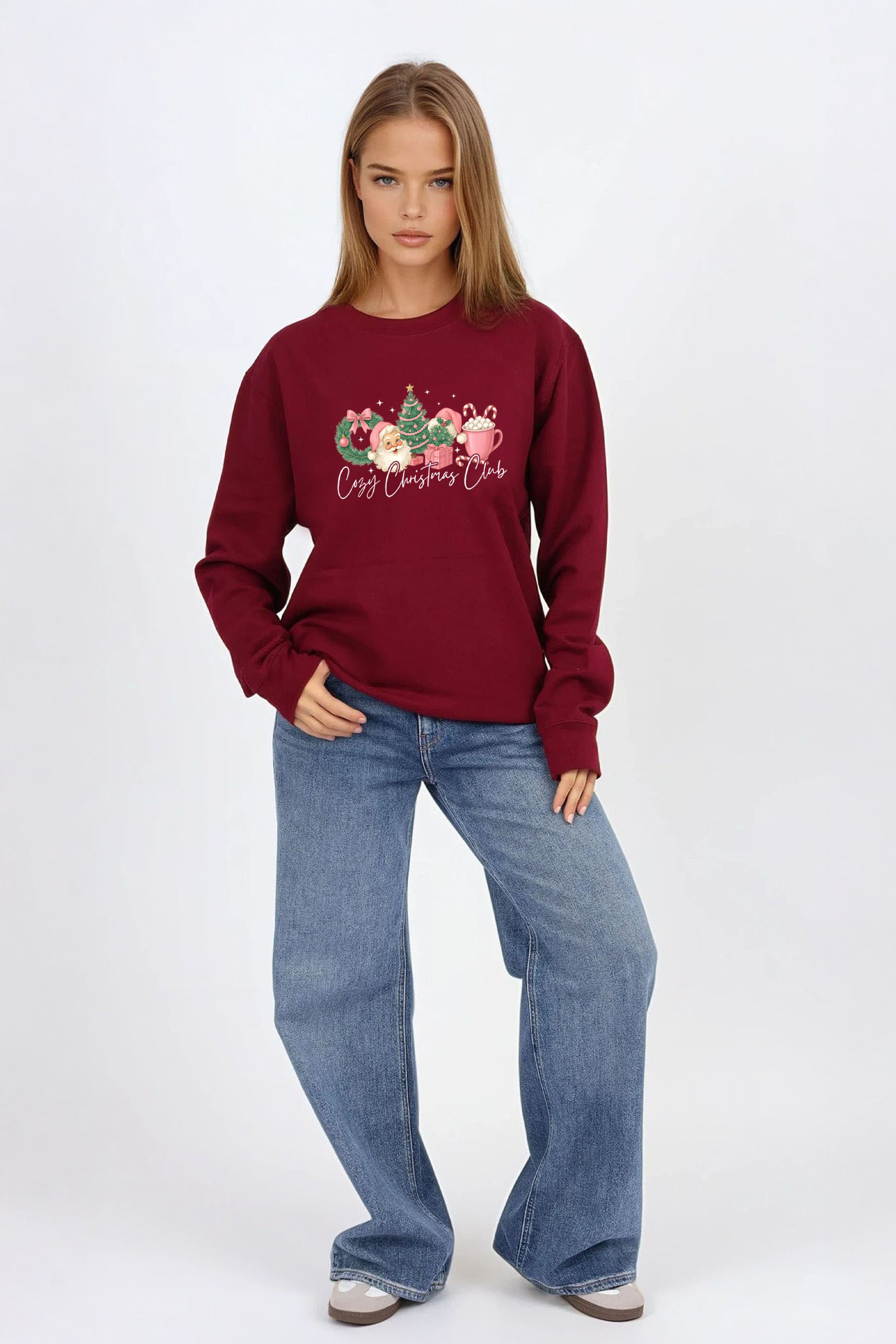 Cozy Christmas Club Printed Sweatshirt