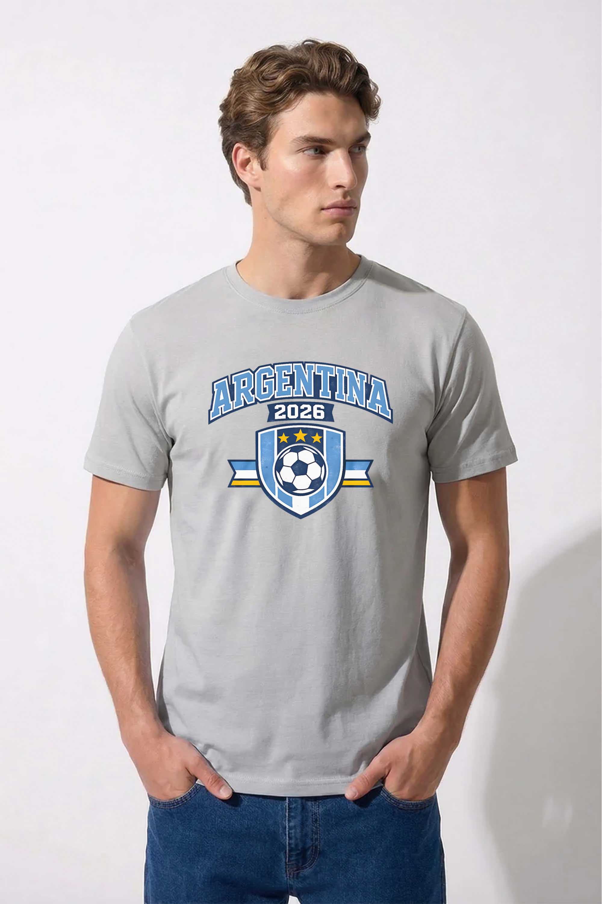 220GSM Regular Fit Argentina Football Printed T-Shirt