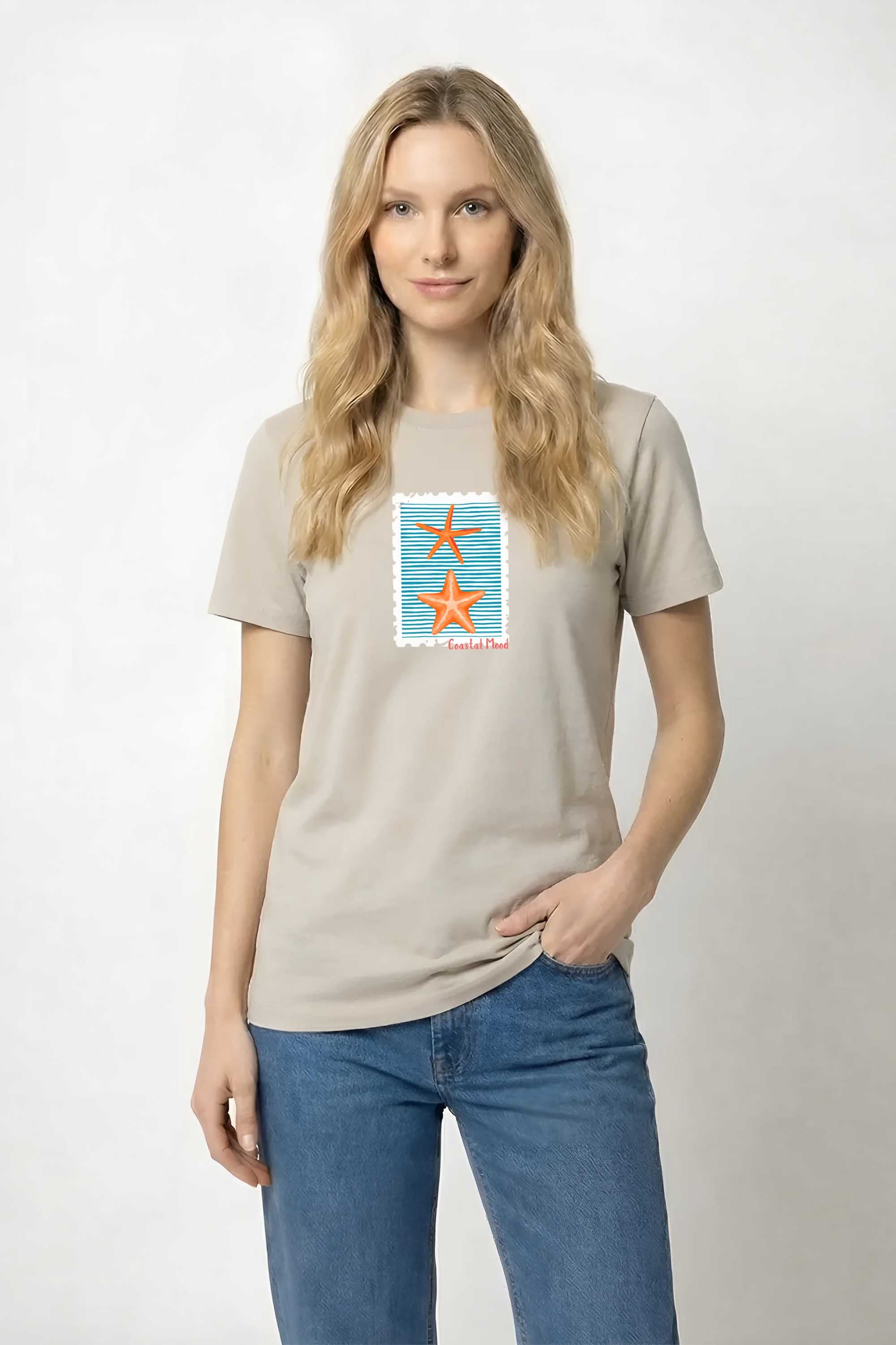 220GSM Regular FIt Coastal Mood Printed T-Shirt
