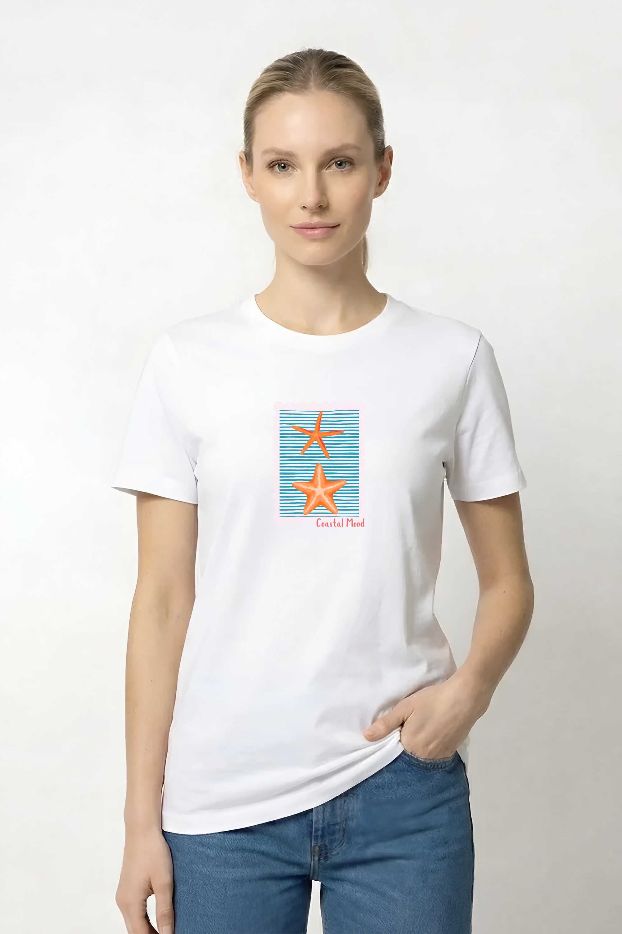 220GSM Regular FIt Coastal Mood Printed T-Shirt