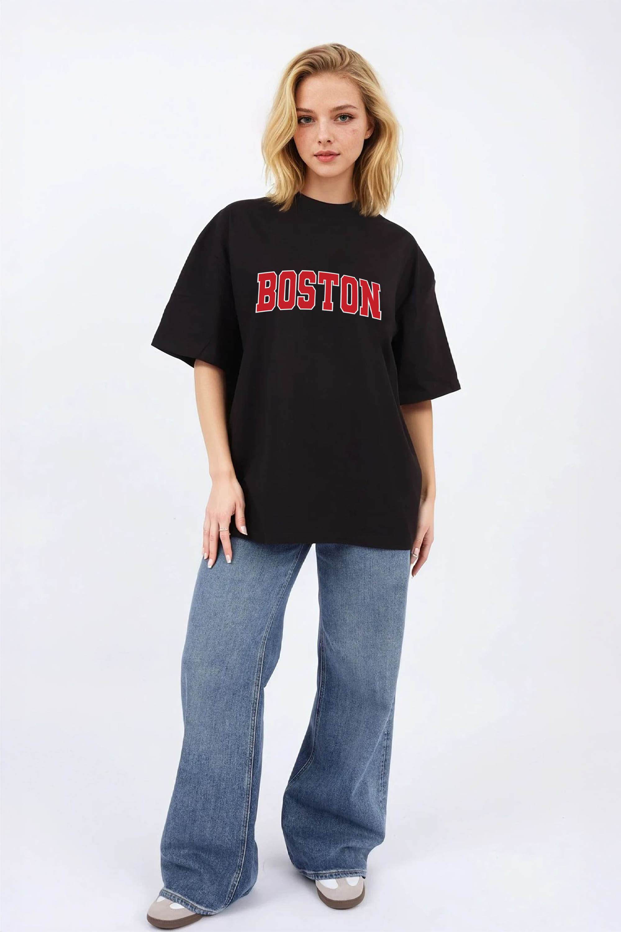 220GSM Oversized T-Shirt in Boston Graphic Print