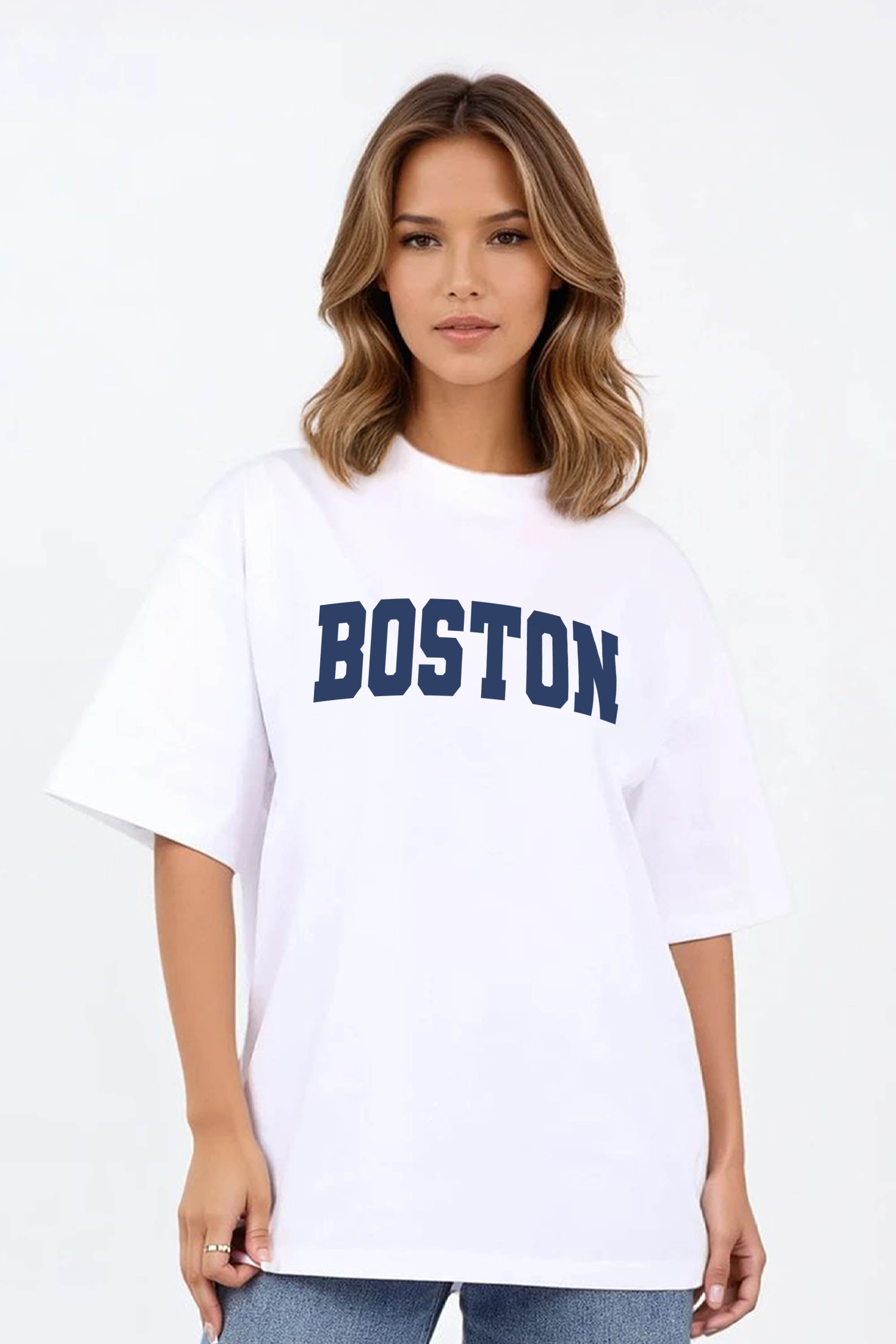 220GSM Oversized T-Shirt in Boston Graphic Print
