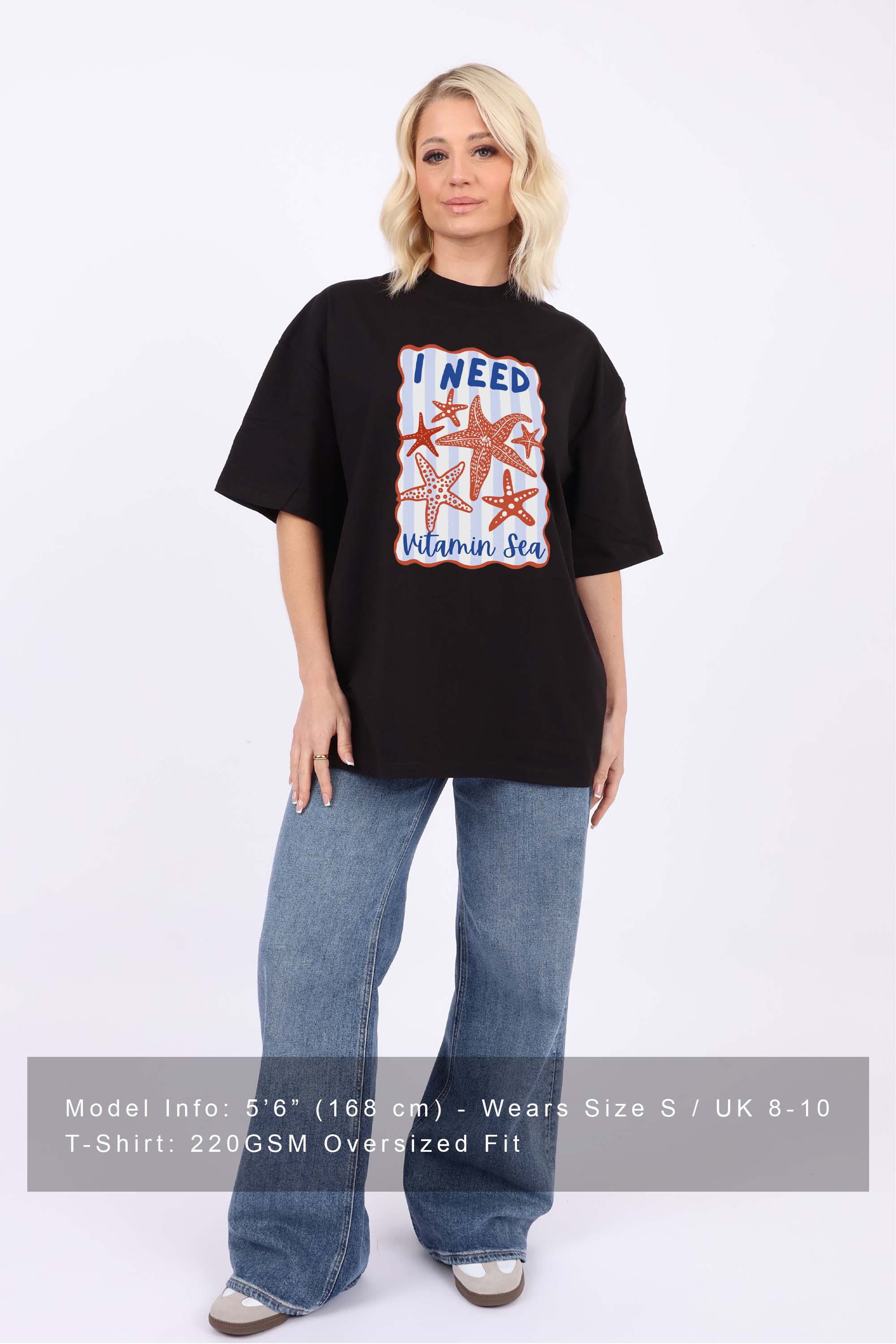 220GSM Oversized T-Shirt in I Need Vitamin Sea Print