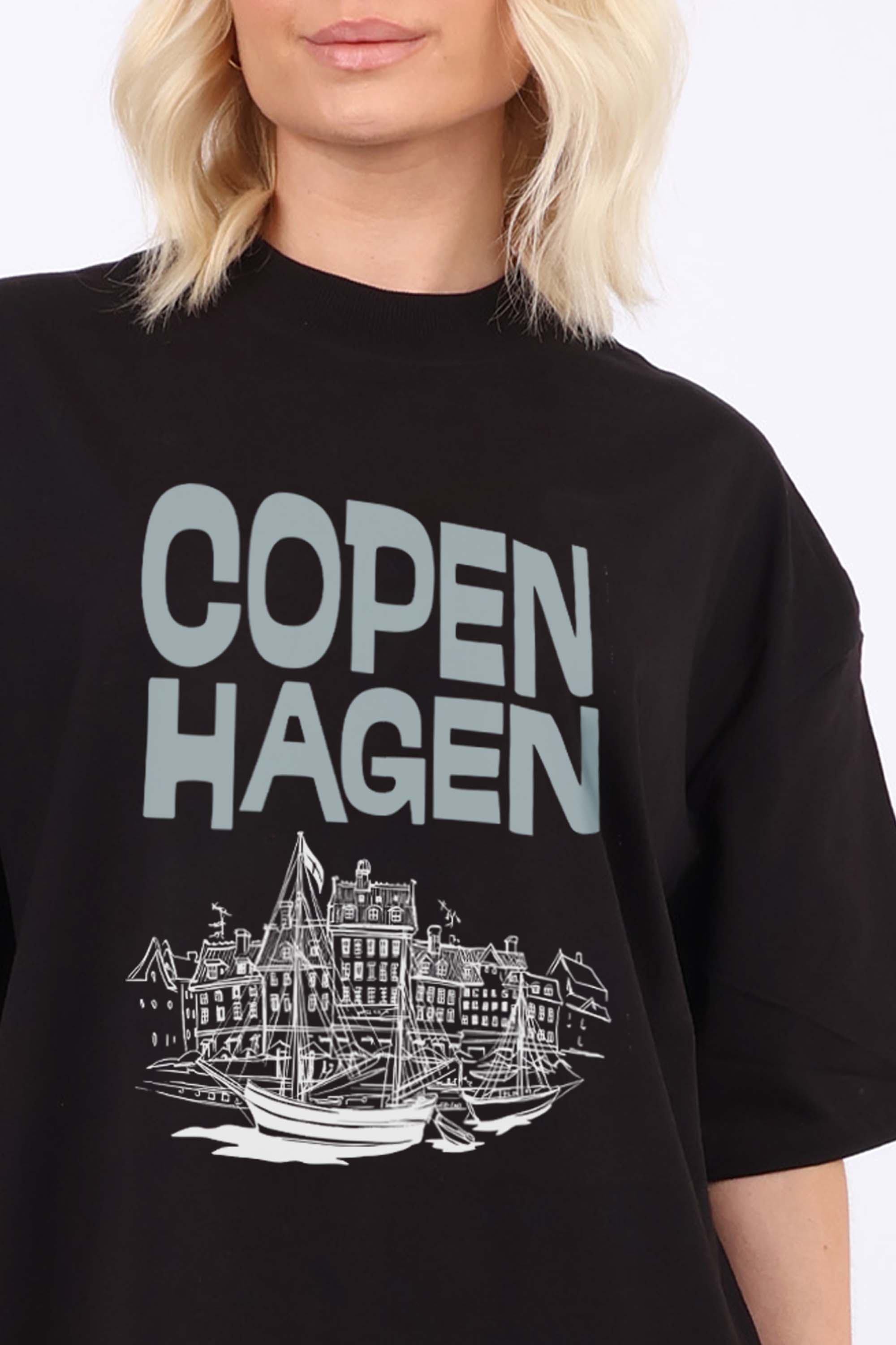 220GSM Oversized T-Shirt in Copenhagen Denmark Graphic Print