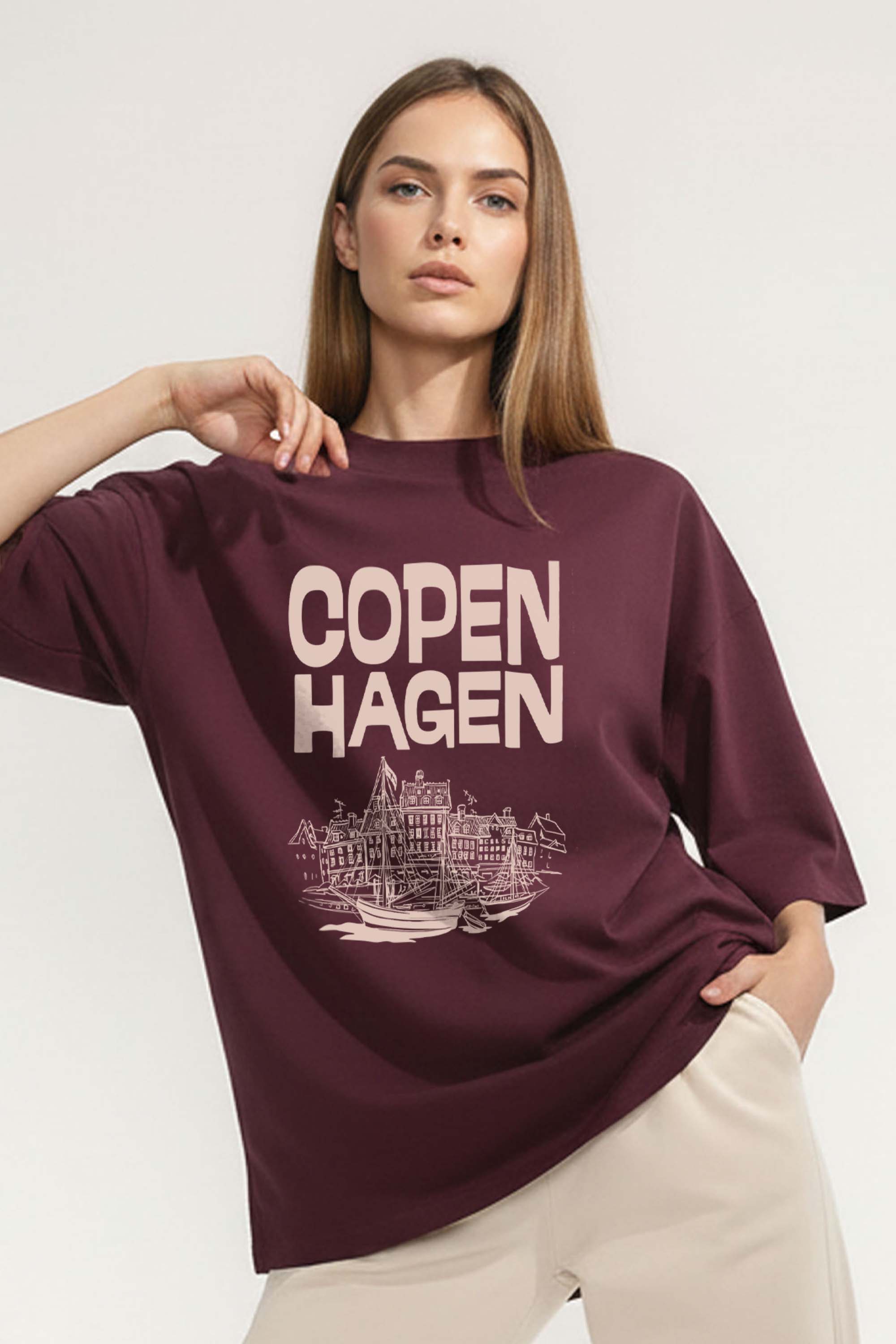 220GSM Oversized T-Shirt in Copenhagen Denmark Graphic Print