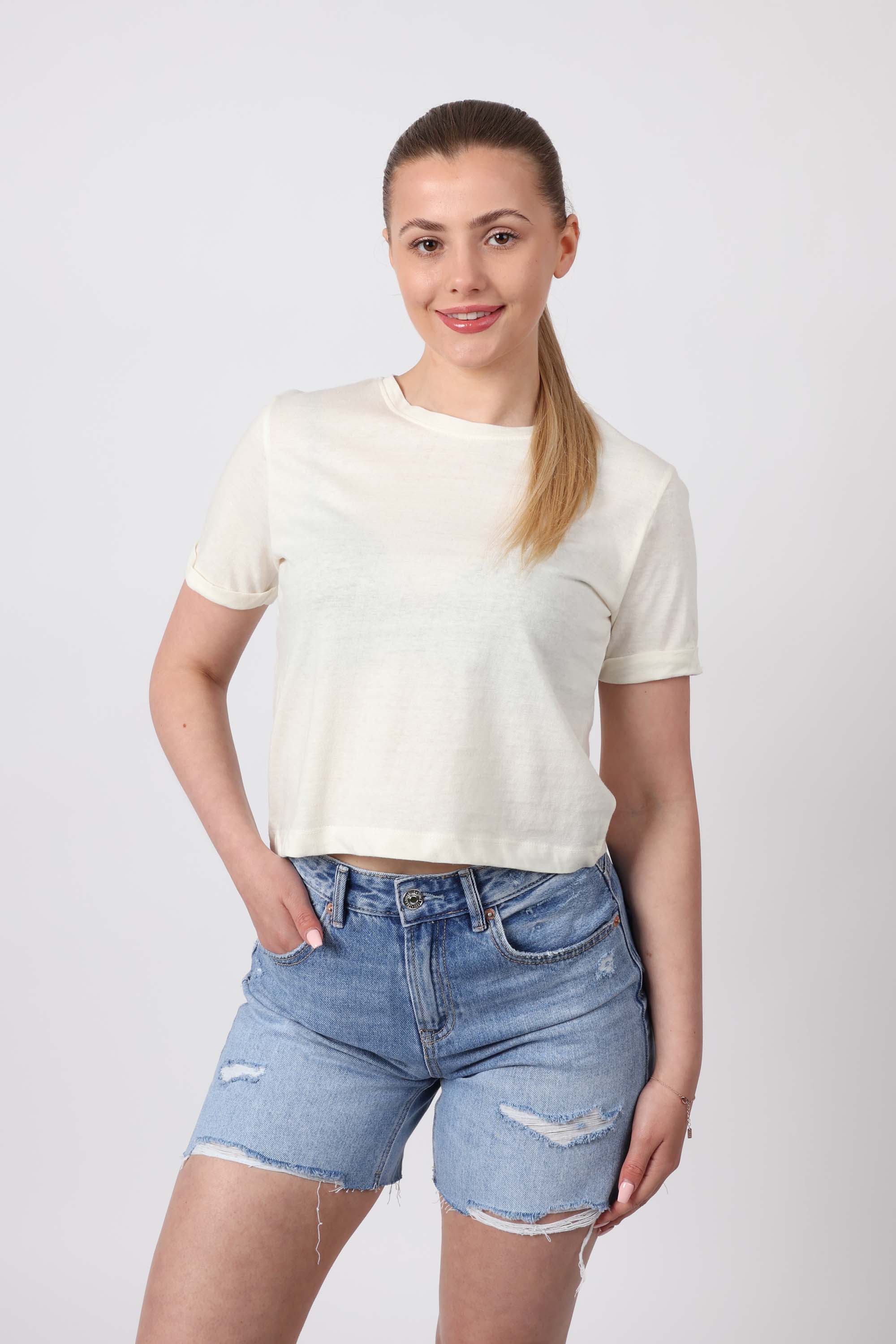 Cropped Plain T-Shirt (Pack Of 6)