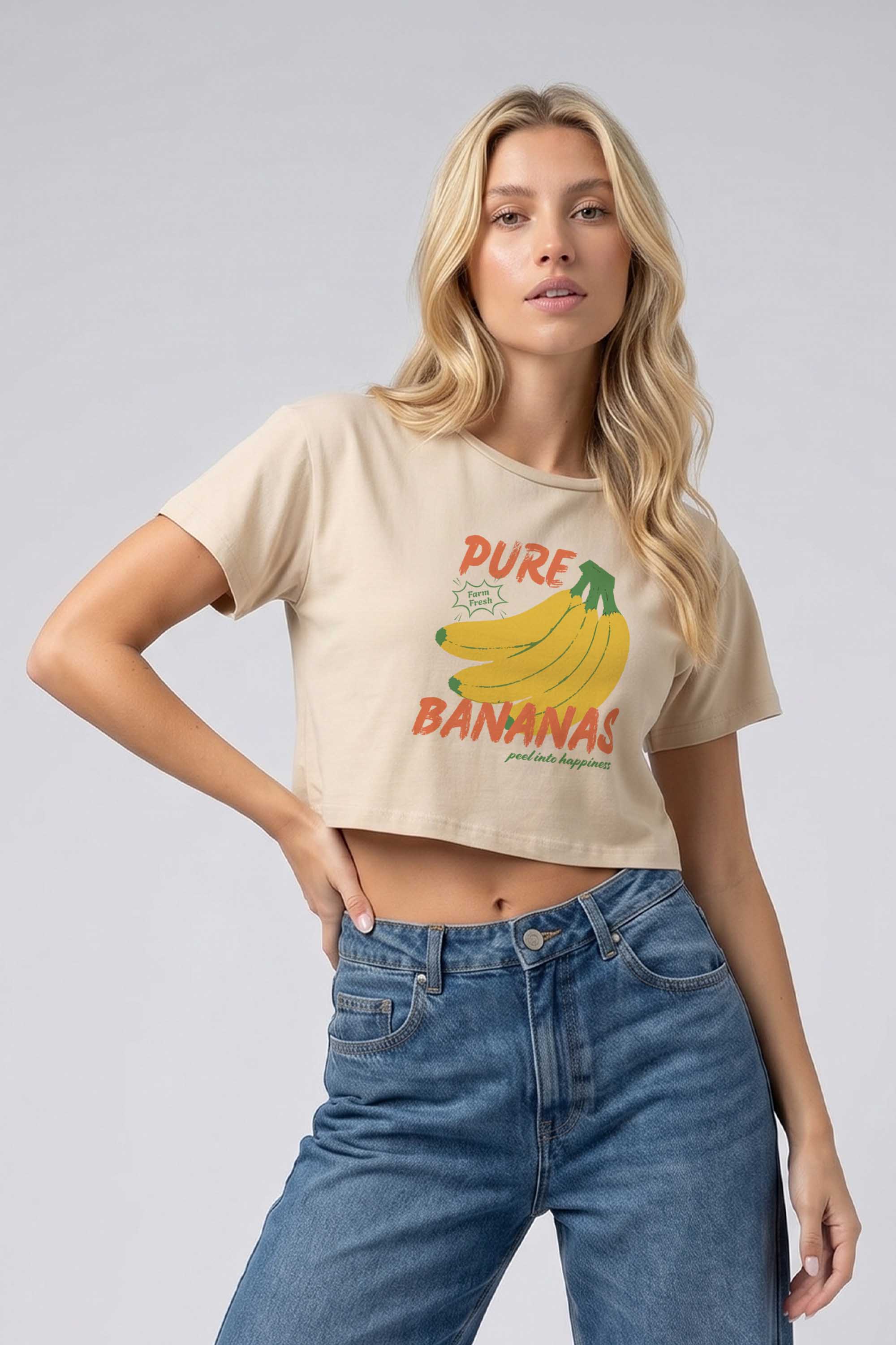 Cropped T-shirt in Pure Bananas Print