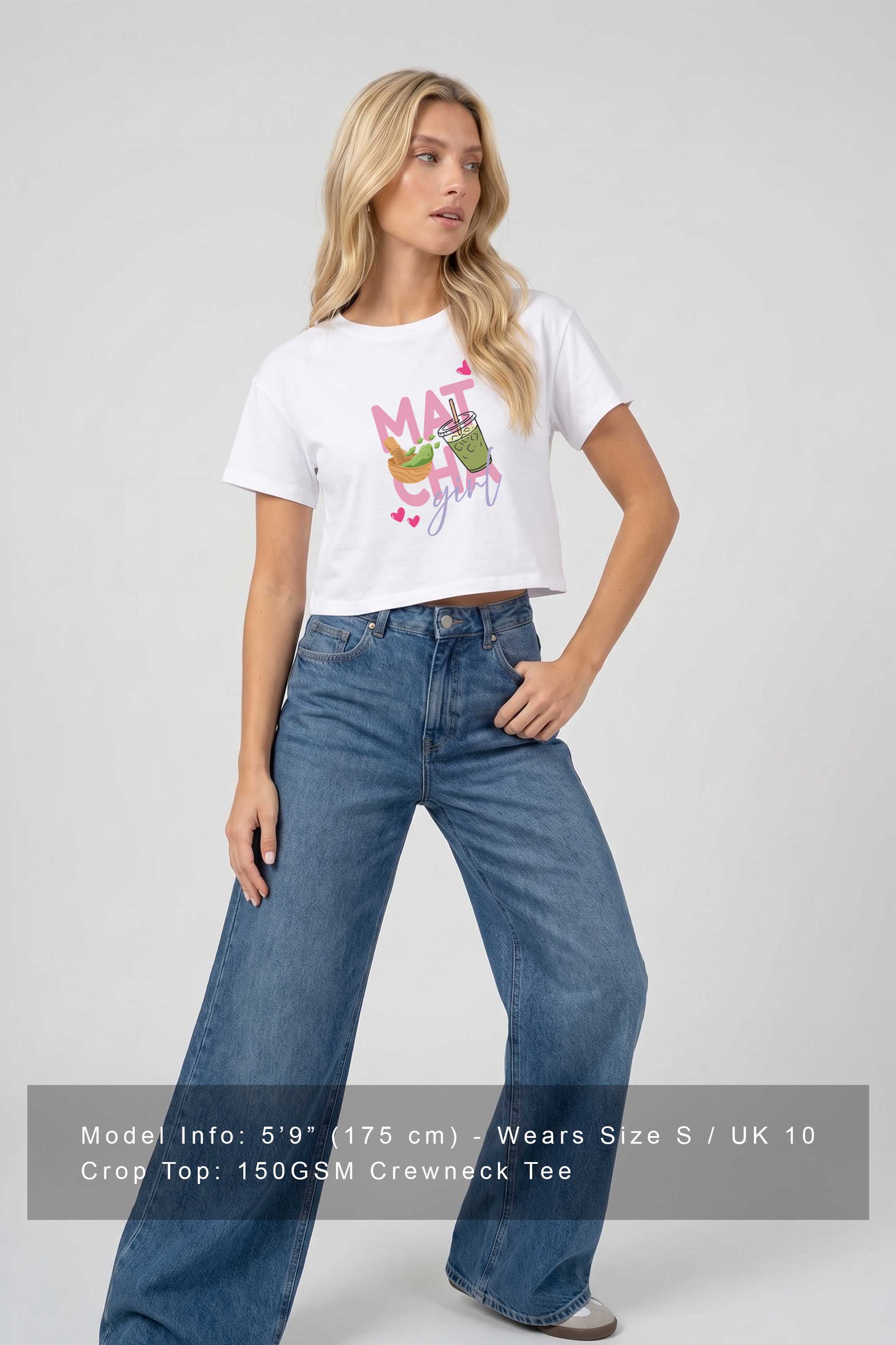 Cropped T-shirt in Matcha Girl Print