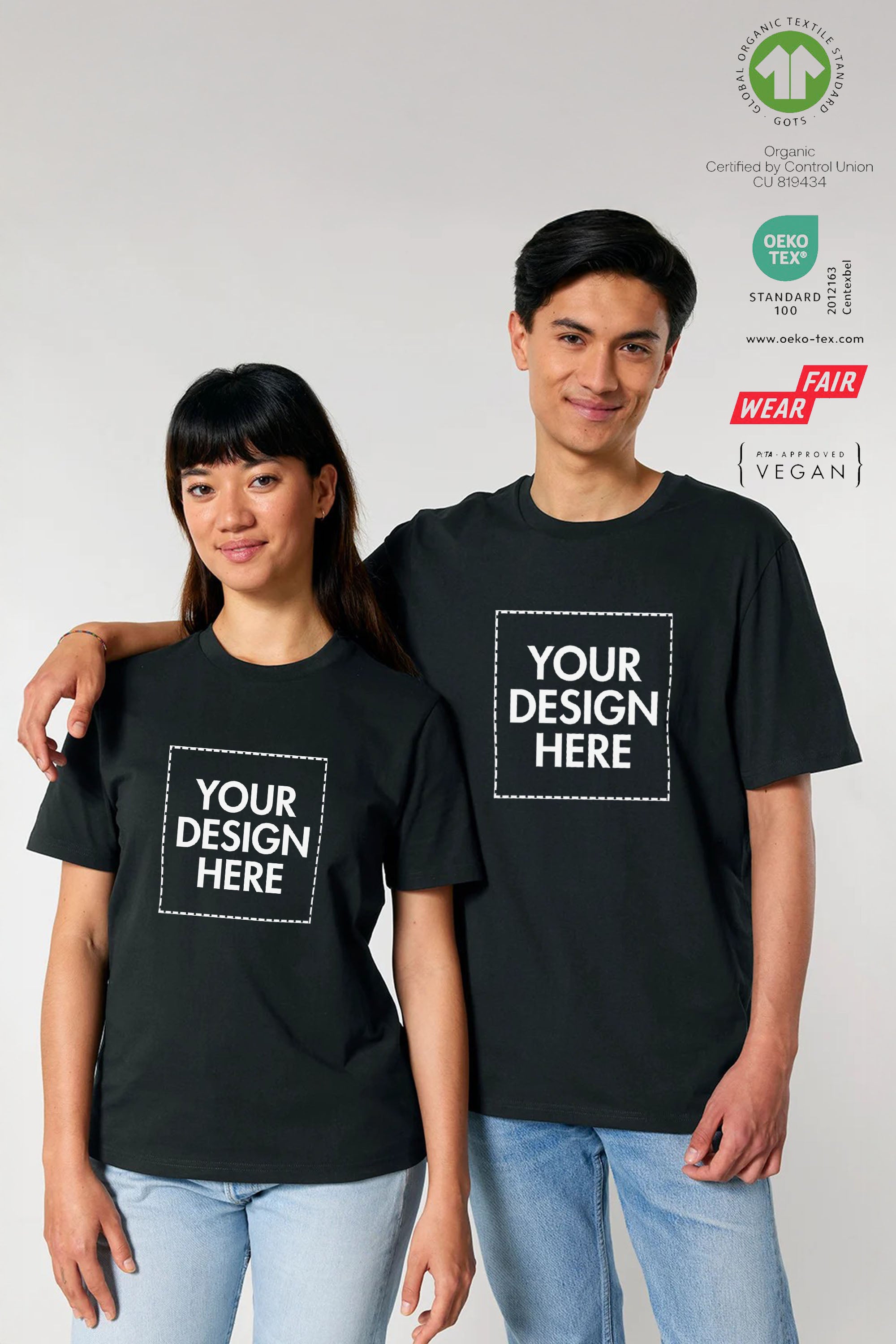 180 GSM Unisex Organic Custom Printed T shirt
