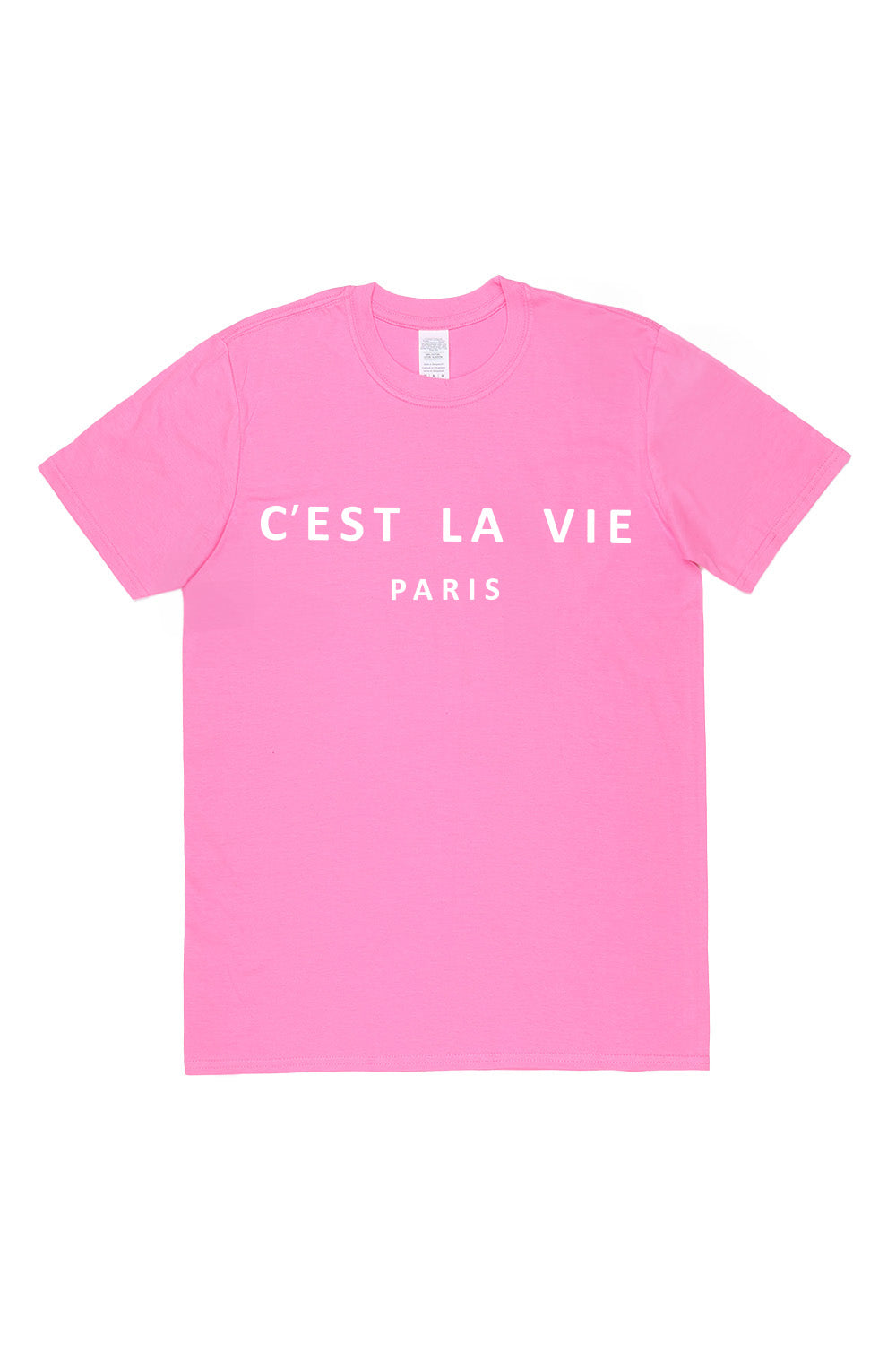 C'est La Vie Paris Slogan T-Shirt In Azalea (Custom Pack)
