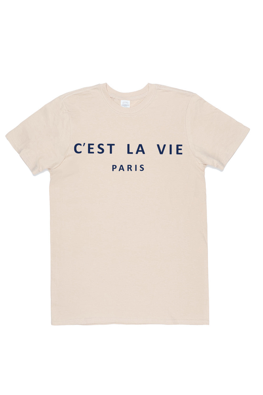 C'est La Vie Paris Slogan T-Shirt In Sand (Custom Pack)