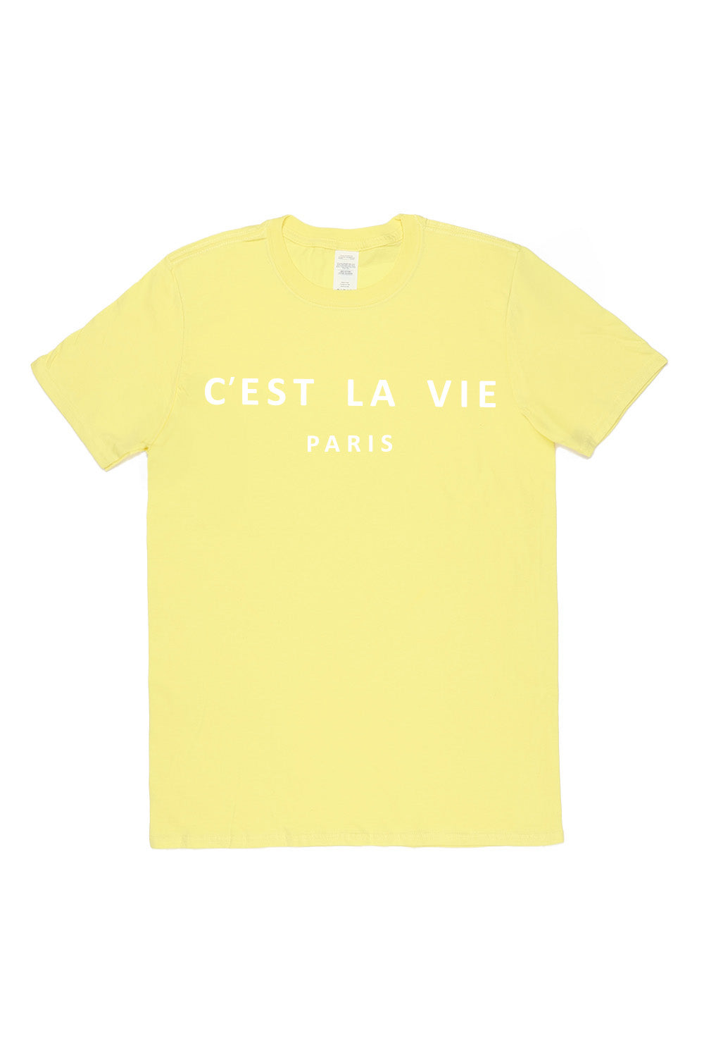 C'est La Vie Paris Slogan T-Shirt In Yellow (Custom Pack)