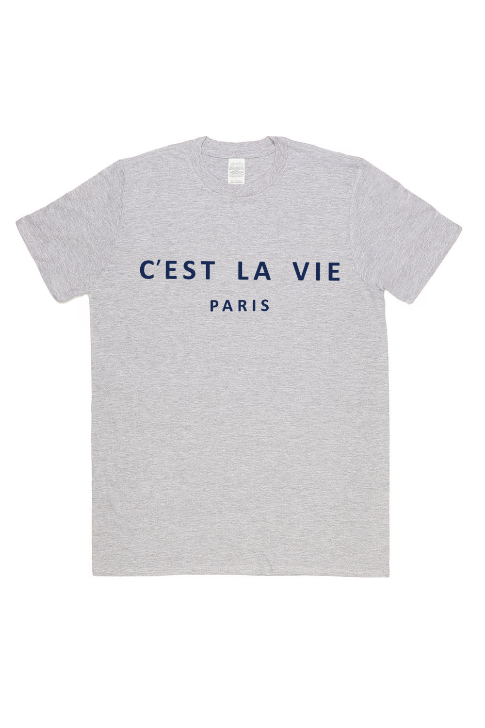 C'est La Vie Paris Slogan Printed T-Shirt in Grey 